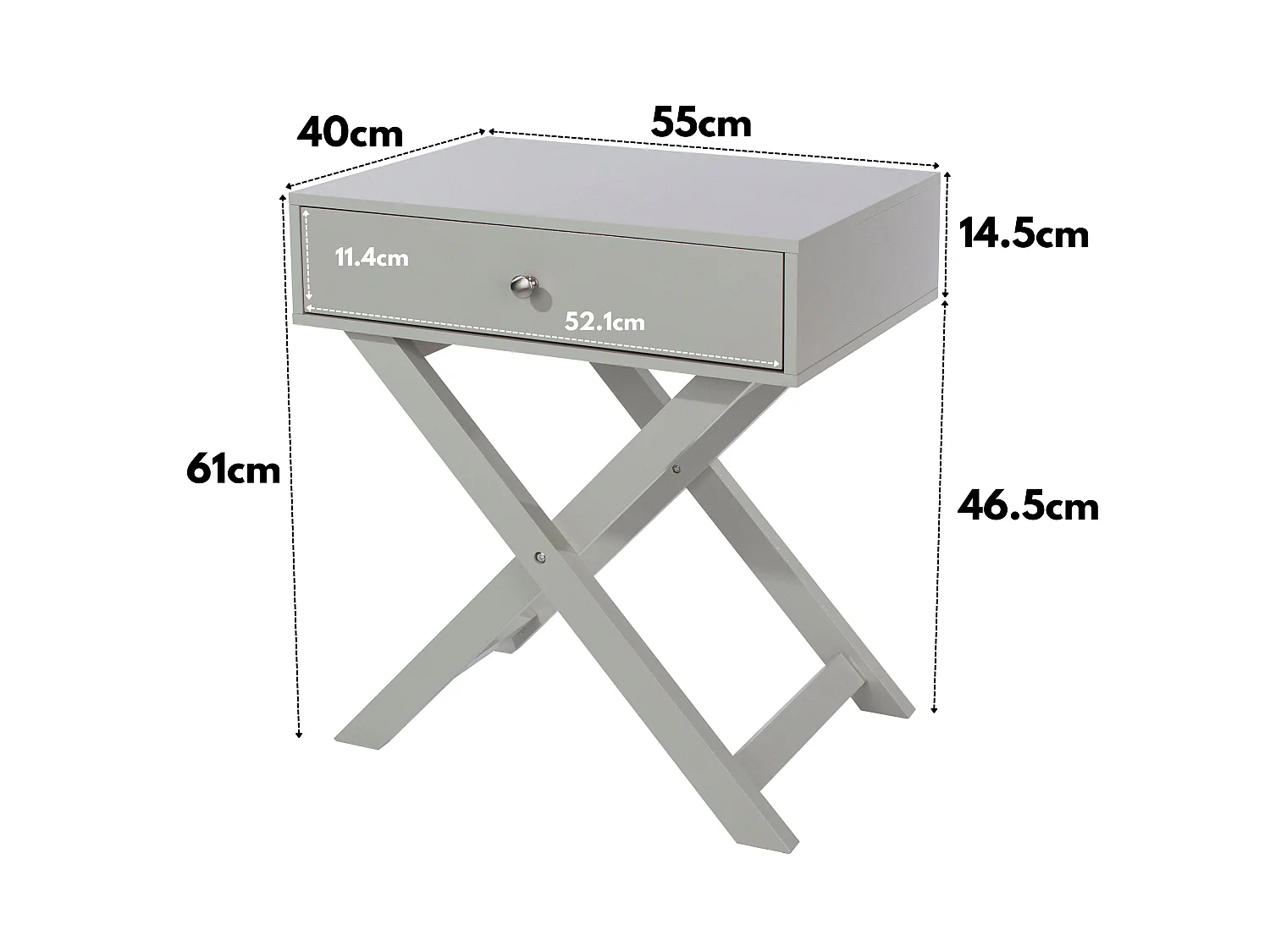 Pair of Options 1-Drawer Modern Bedside Cabinets, X-Leg Frame, Set of 2