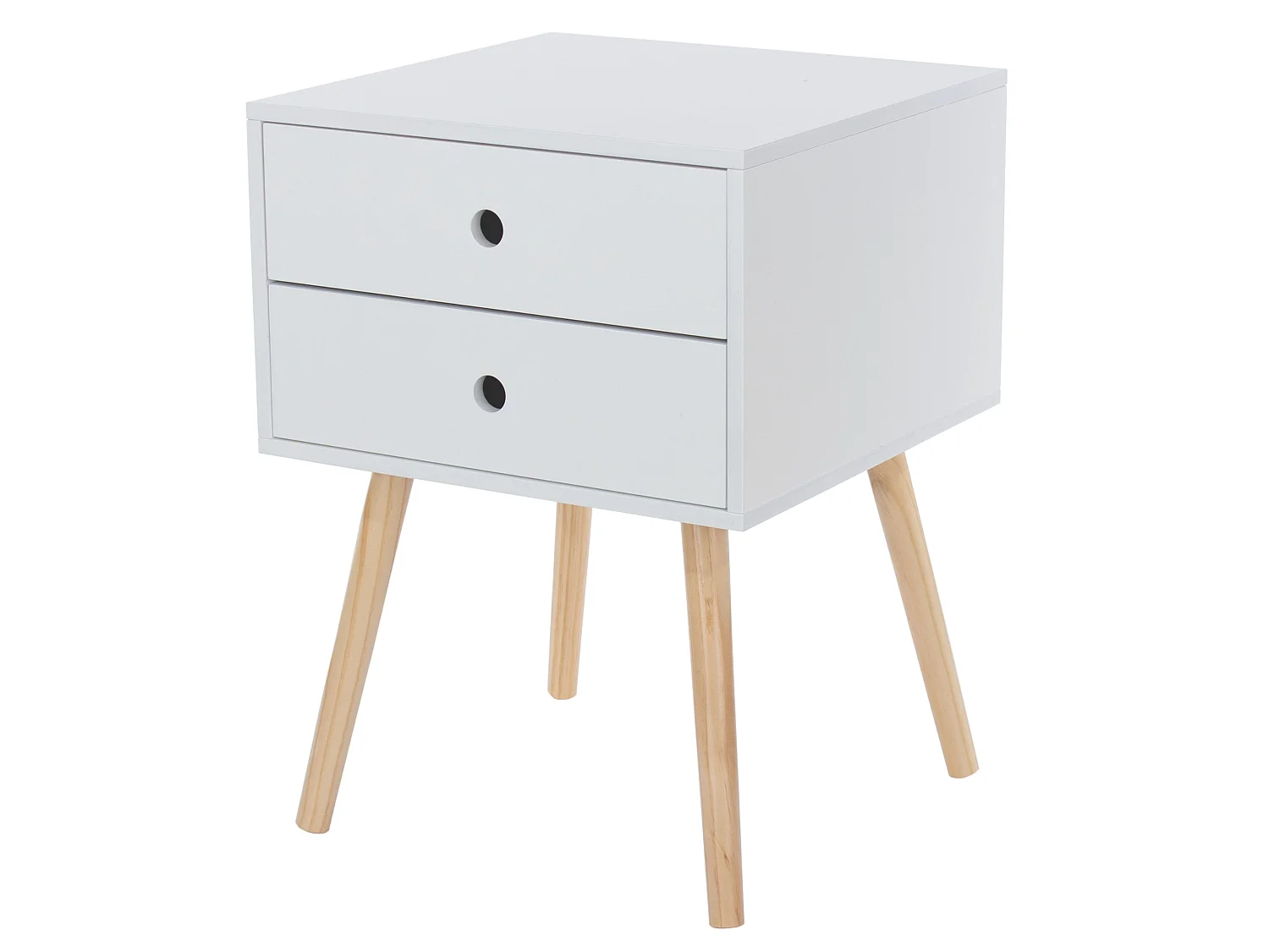 Scandia, 2 Drawer & Wood Legs Bedside Cabinet, Pack Of 2