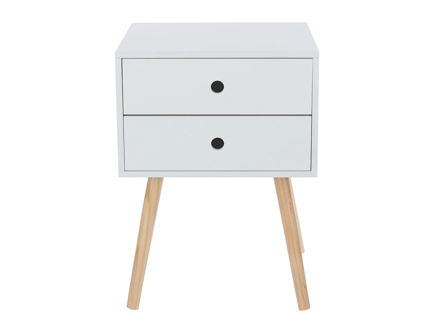 Scandia, 2 Drawer & Wood Legs Bedside Cabinet, Pack Of 2