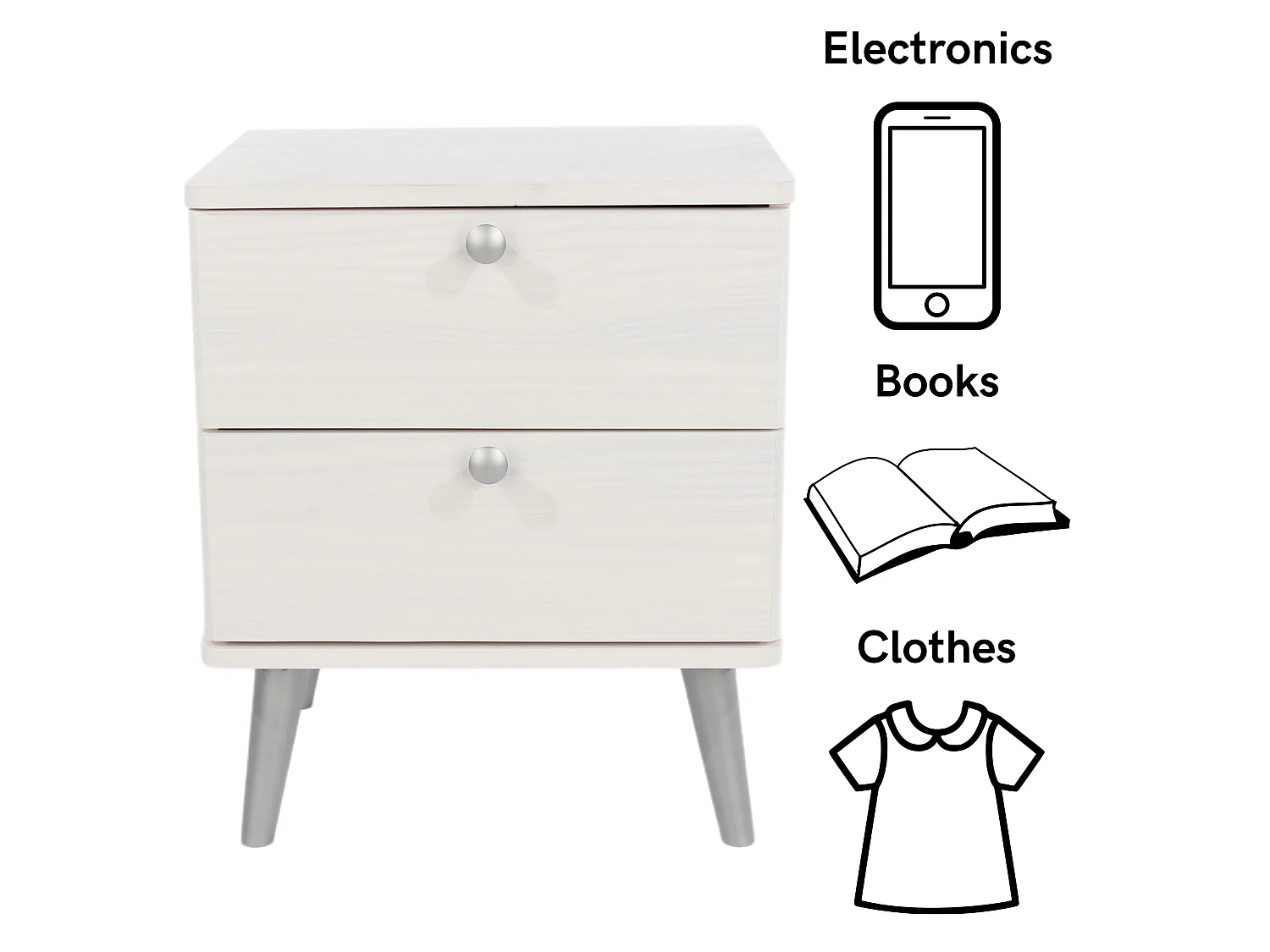 Augusta Curve 2-Drawer Shaker-Style Bedside Cabinet