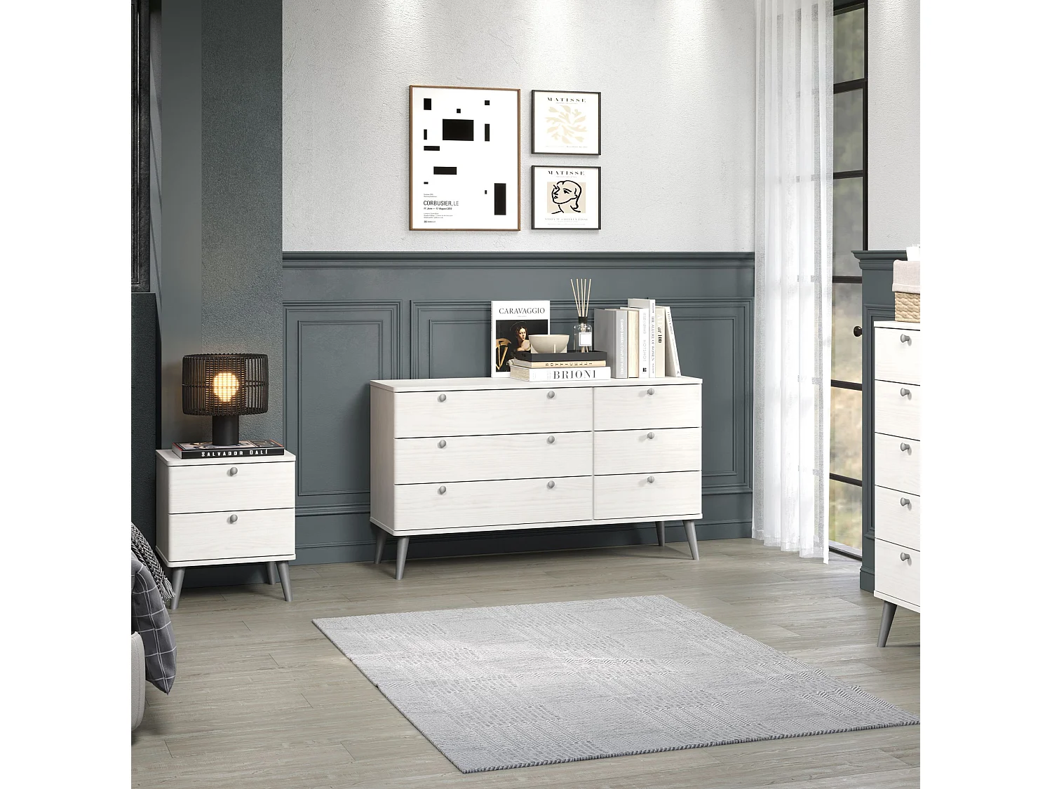 Augusta Curve 2-Drawer Shaker-Style Bedside Cabinet