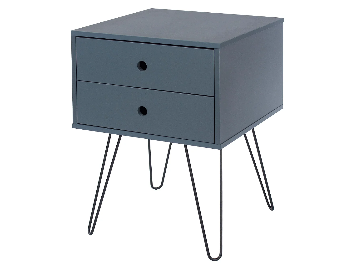 Telford 2-Drawer Modern Bedside Cabinet, Metal Hairpin Legs