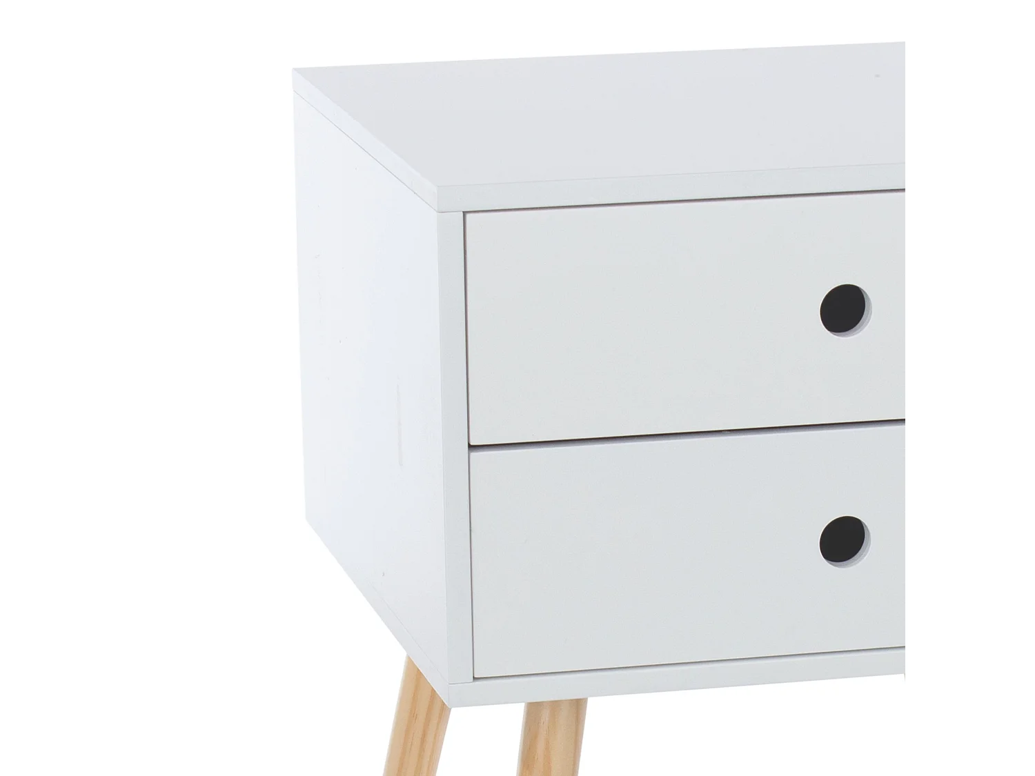 Scandia 2-Drawer Modern Bedside Cabinet, Natural Wood Legs