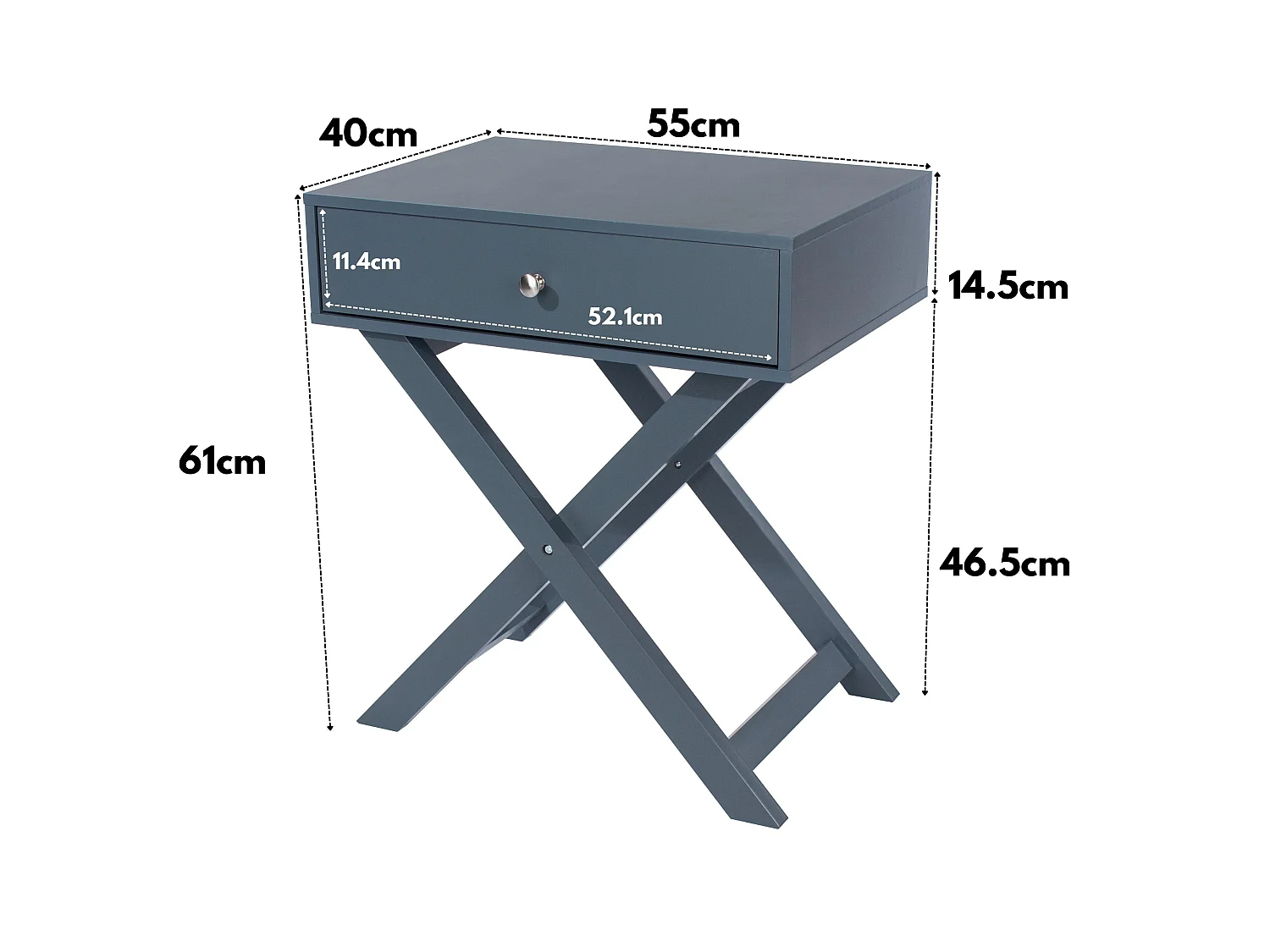 Options 1-Drawer Modern Bedside Cabinet, X-Leg Frame