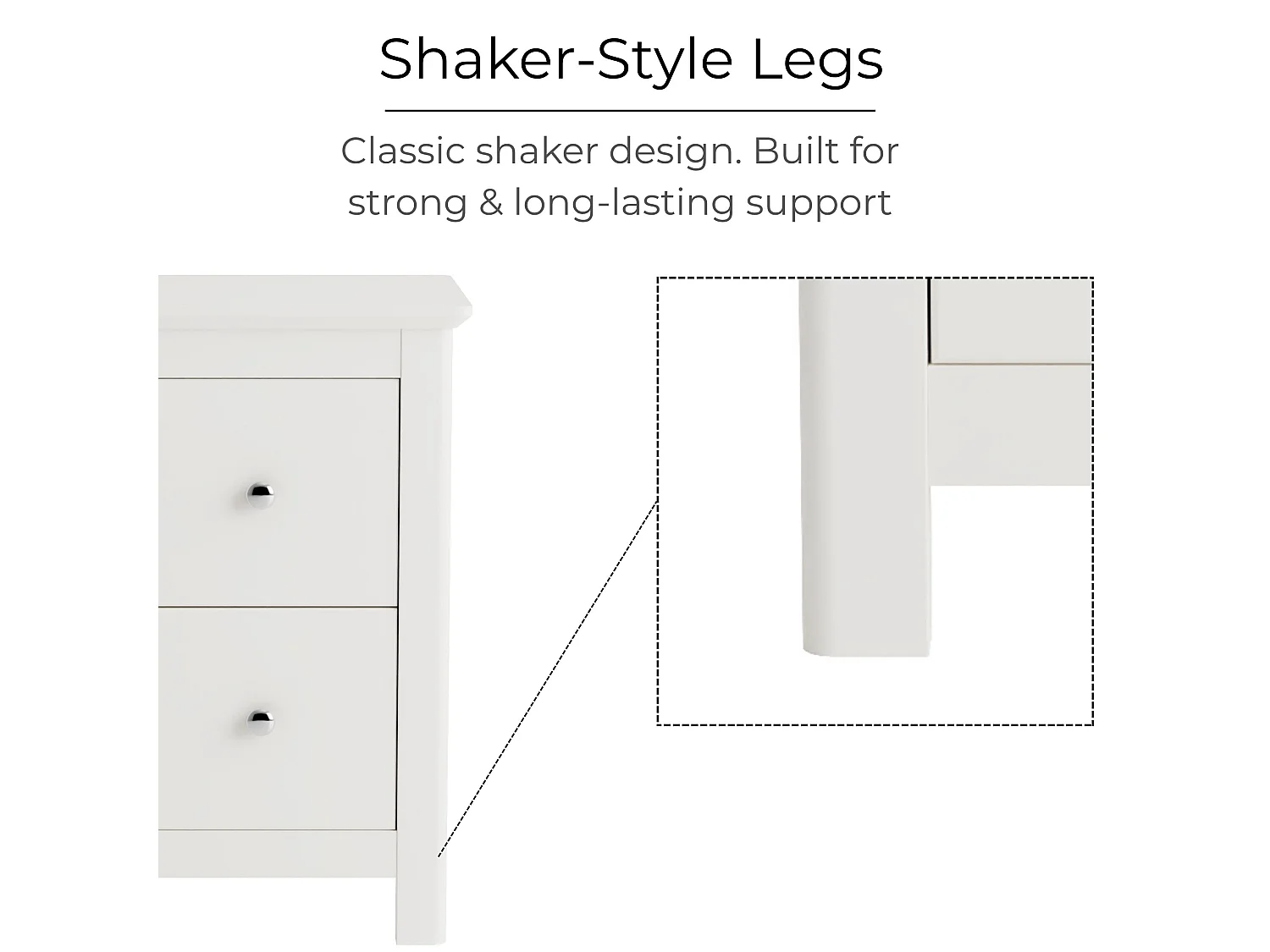 Pair of Nairn White 2-Drawer Petite Bedside Cabinet, Shaker-Style, Set of 2