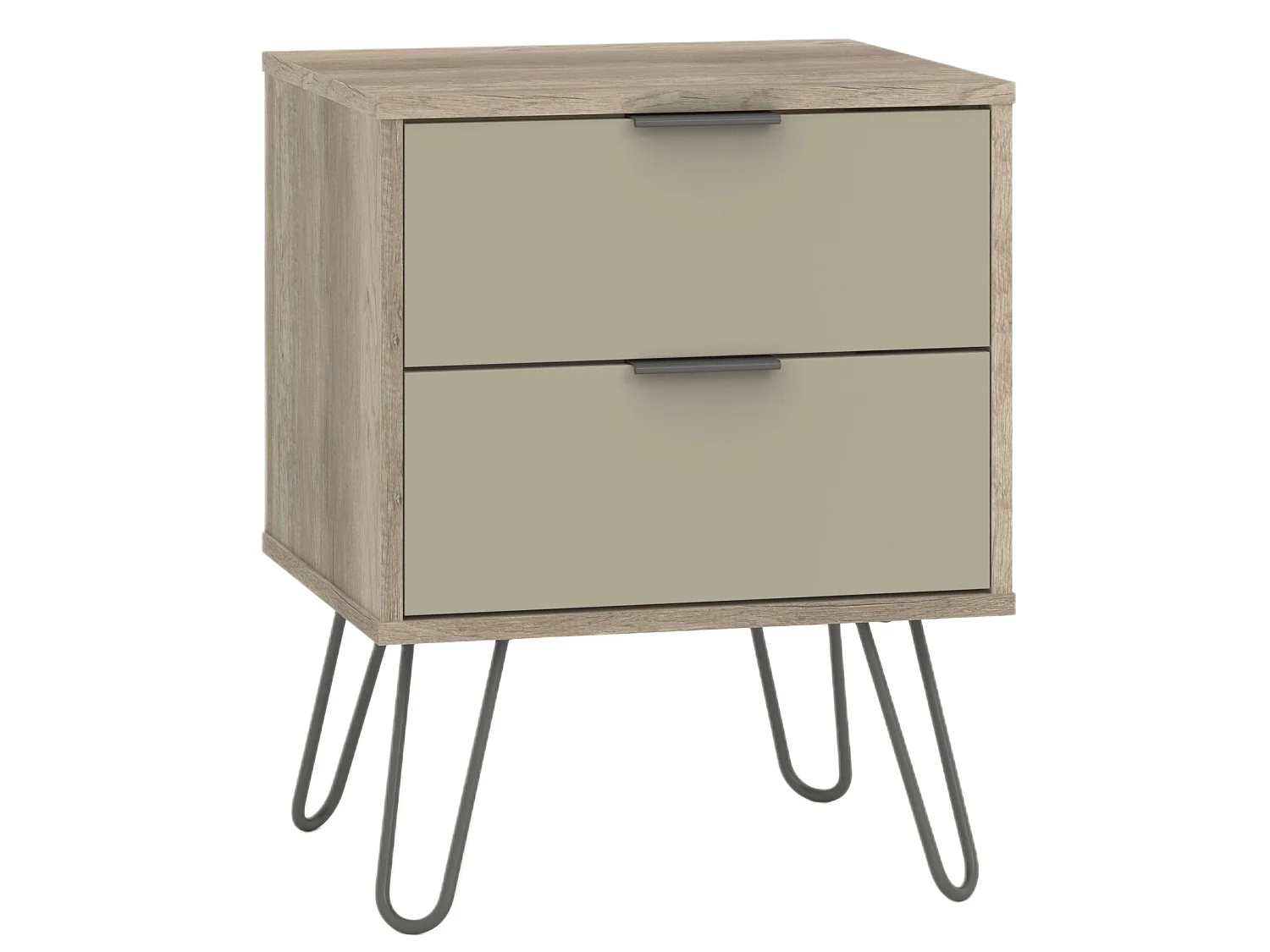 Augusta 2-Drawer Industrial Bedside Cabinet, Hairpin Legs