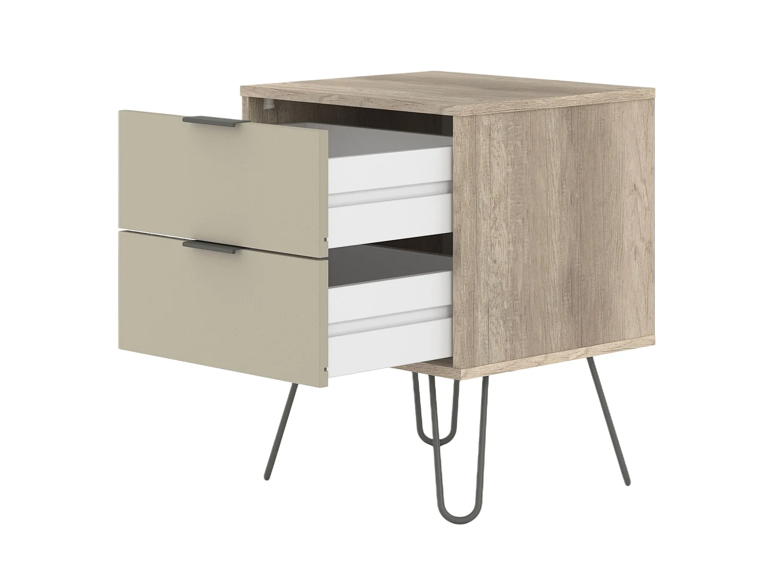 Augusta 2-Drawer Industrial Bedside Cabinet, Hairpin Legs