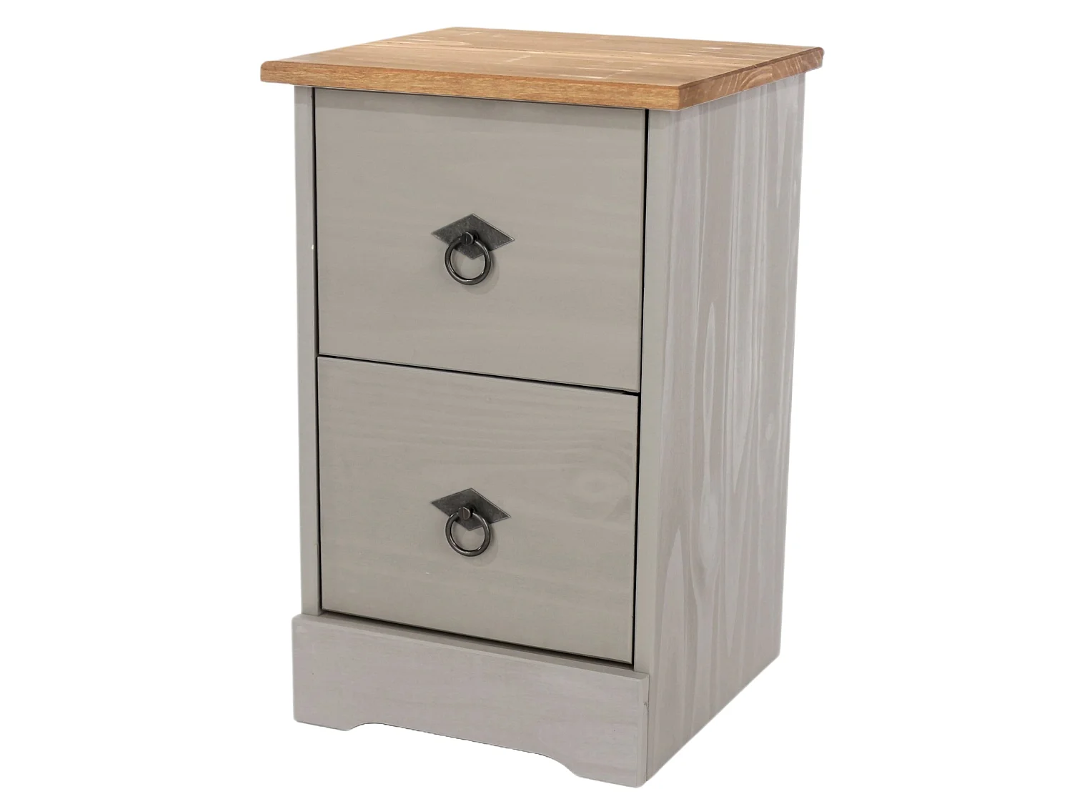 Corona Grey Modern 2-Drawer Compact Bedside Cabinet