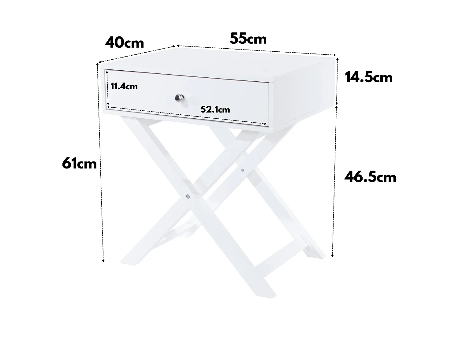 Options 1-Drawer Modern Bedside Cabinet, X-Leg Frame