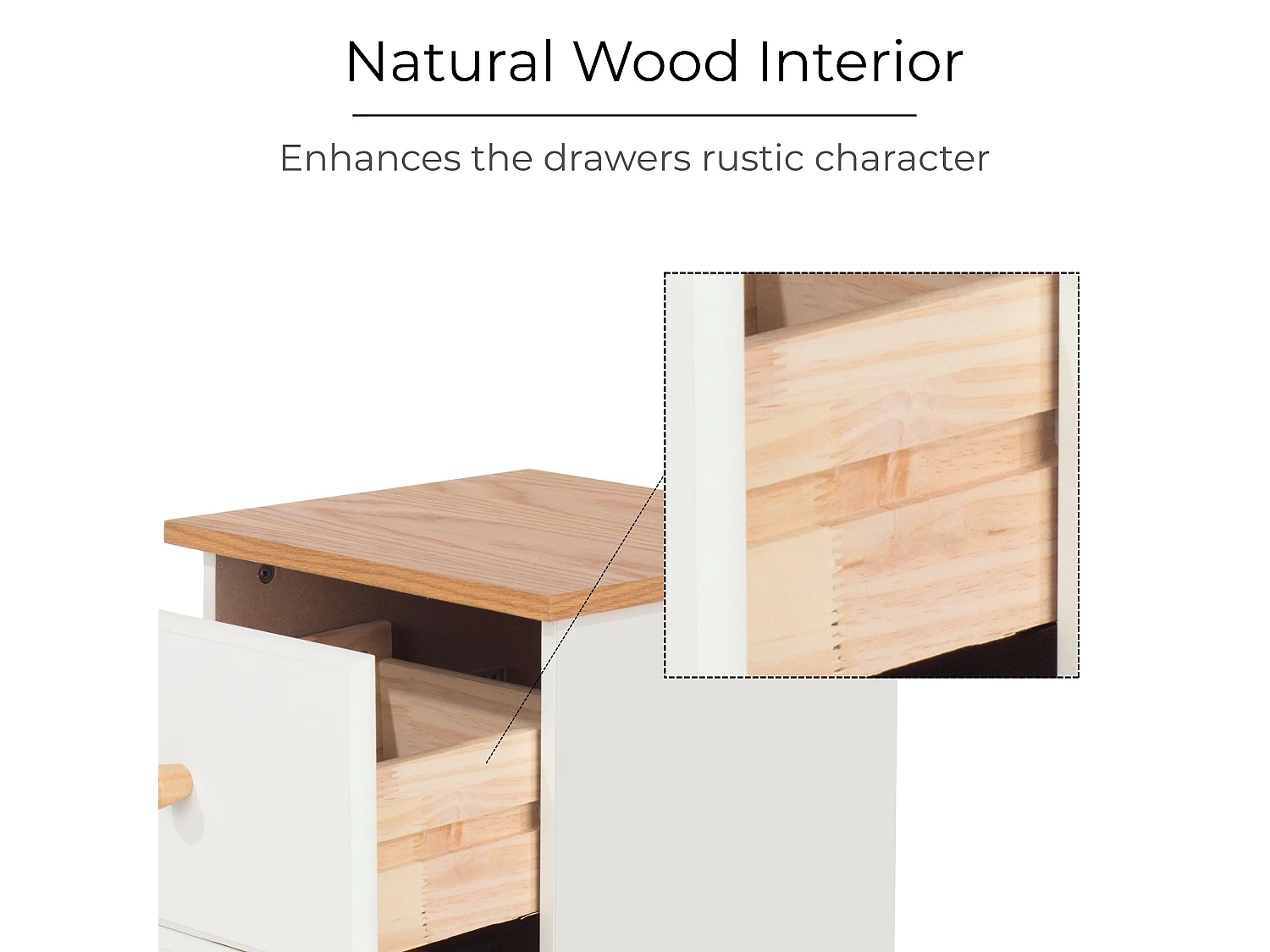 Colorado Country 2-Drawer Petite Bedside Cabinet, White Finish