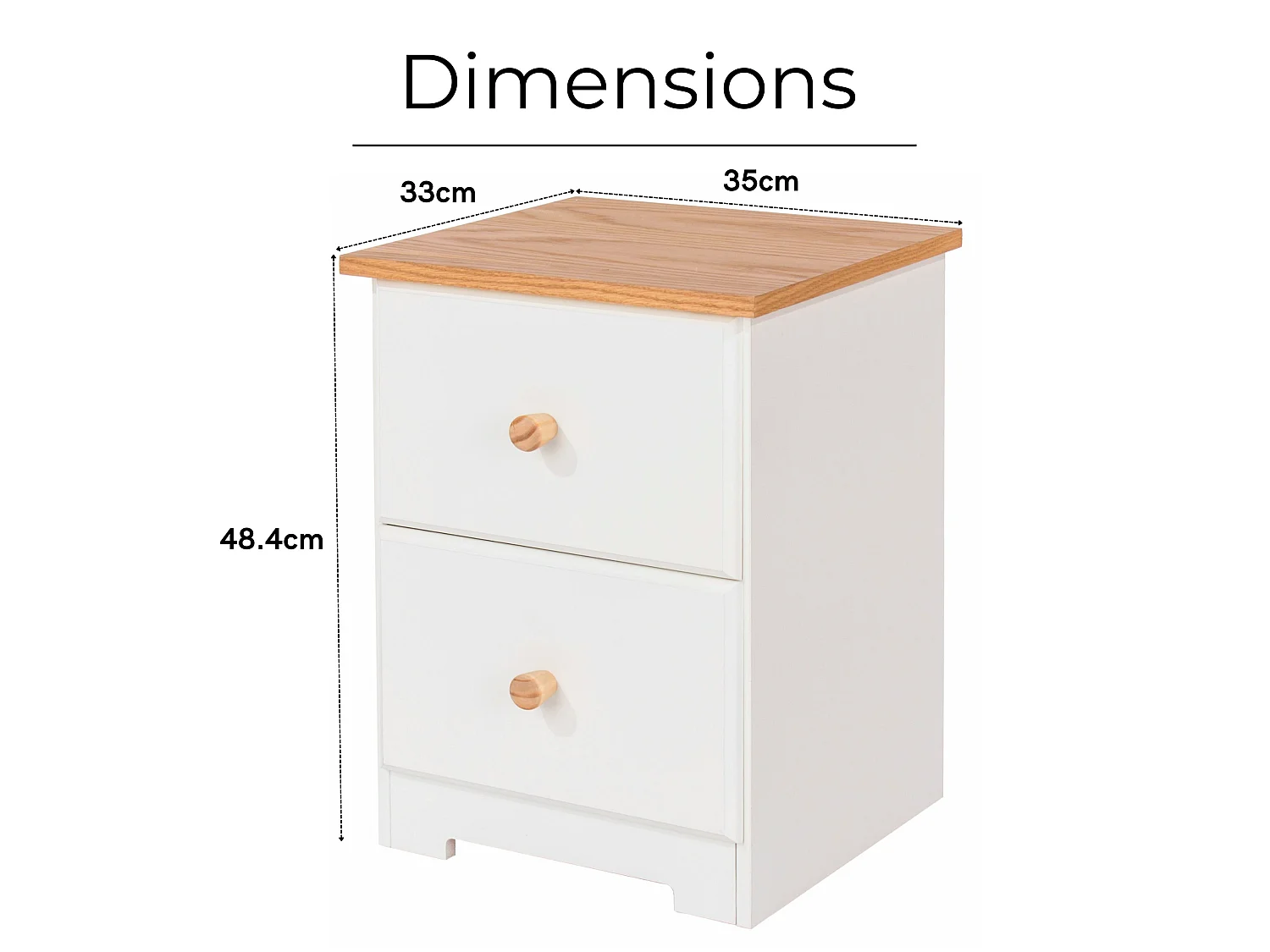 Colorado Country 2-Drawer Petite Bedside Cabinet, White Finish