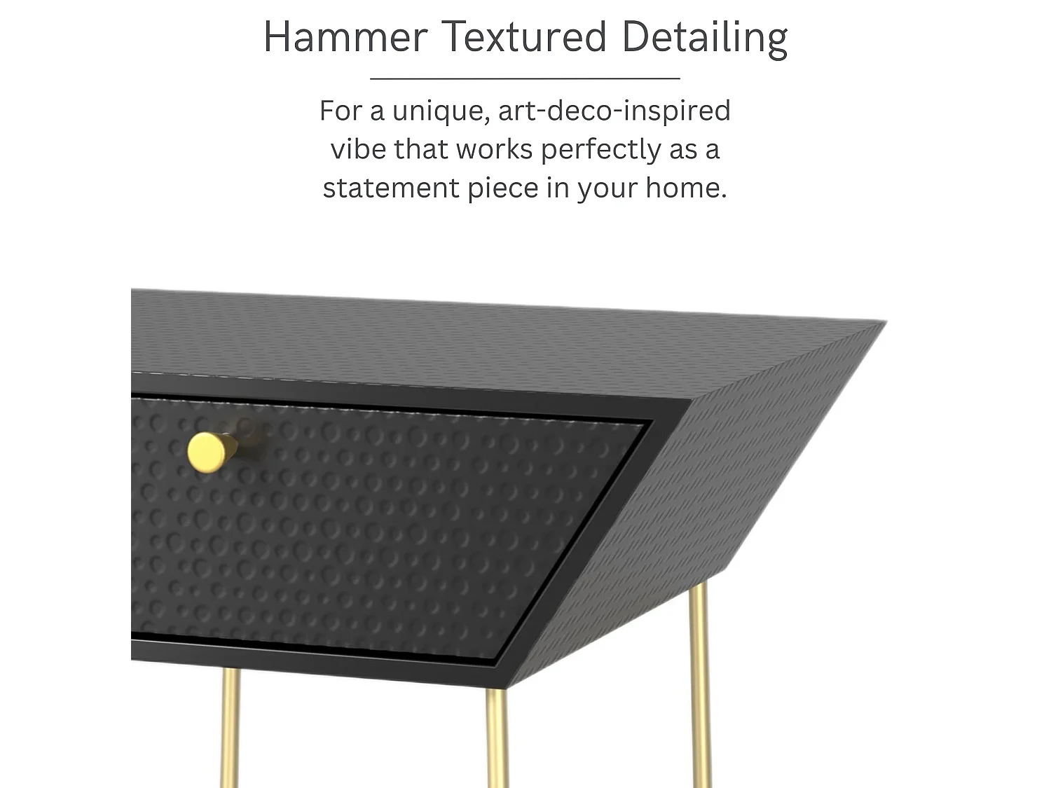 Pair of Apollo Metal 1 Drawer Bedside Cabinets, Black with Gold Handle and Legs, Set Of 2