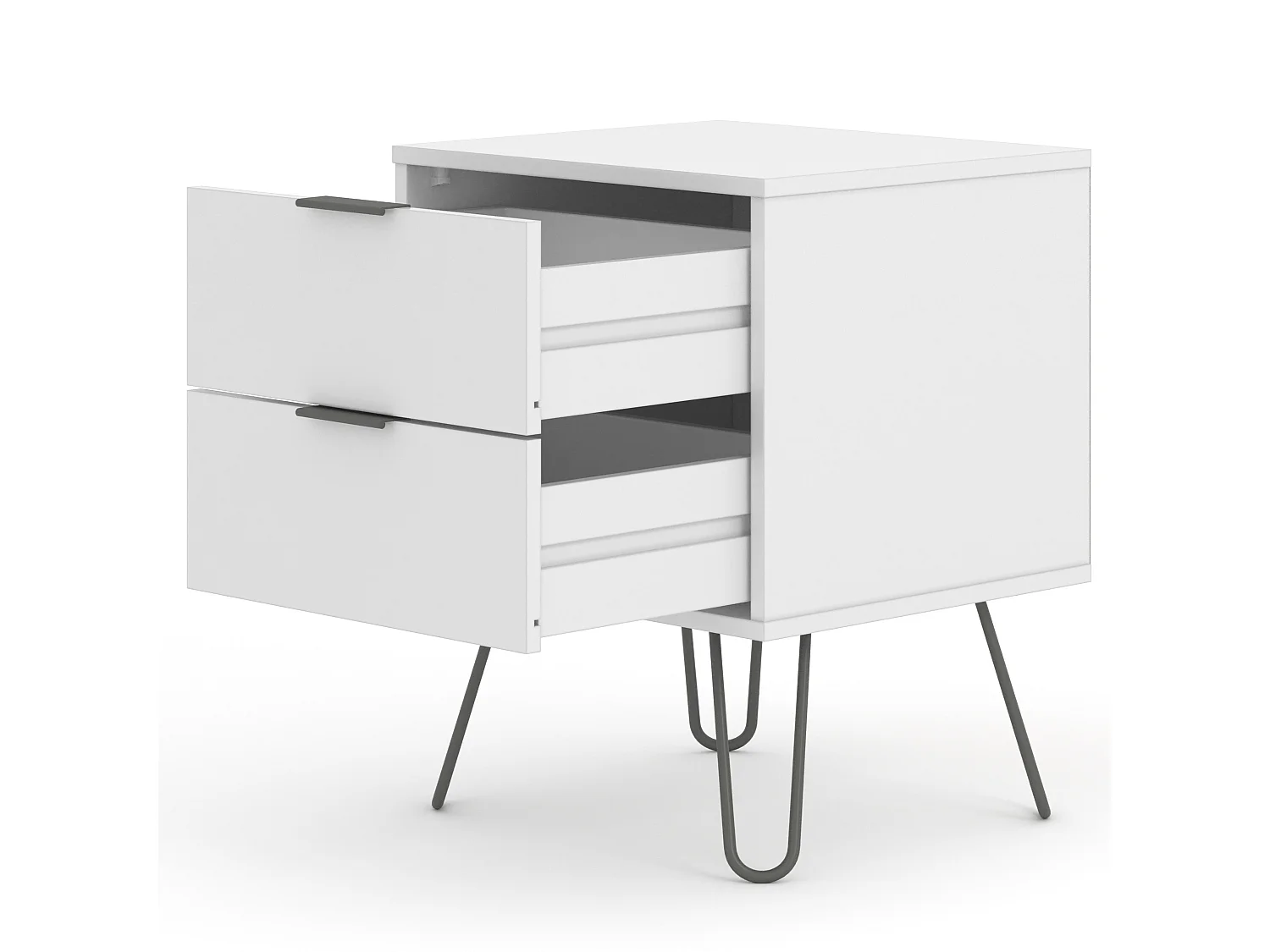 Augusta 2-Drawer Industrial Bedside Cabinet, Hairpin Legs
