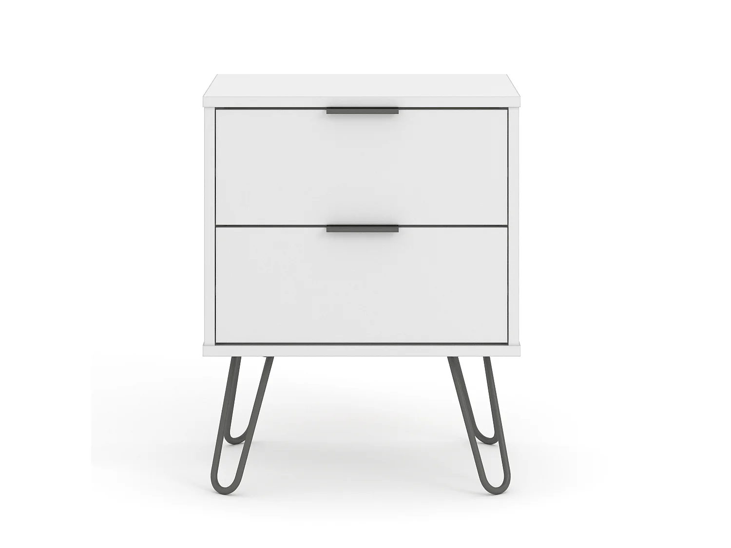 Augusta 2-Drawer Industrial Bedside Cabinet, Hairpin Legs