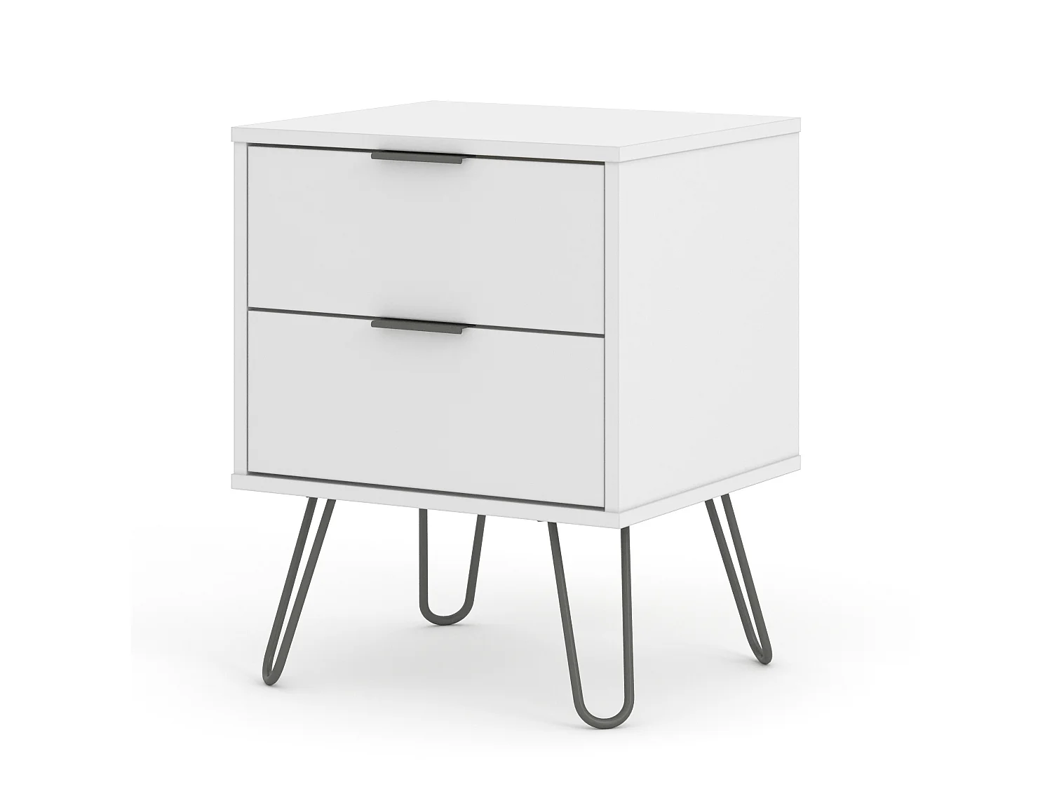 Augusta 2-Drawer Industrial Bedside Cabinet, Hairpin Legs