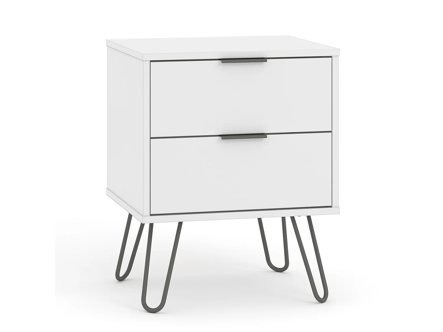 Augusta 2-Drawer Industrial Bedside Cabinet, Hairpin Legs