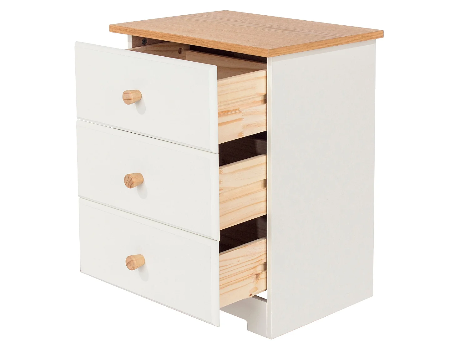 Colorado 3-Drawer Bedside Cabinet, White Finish
