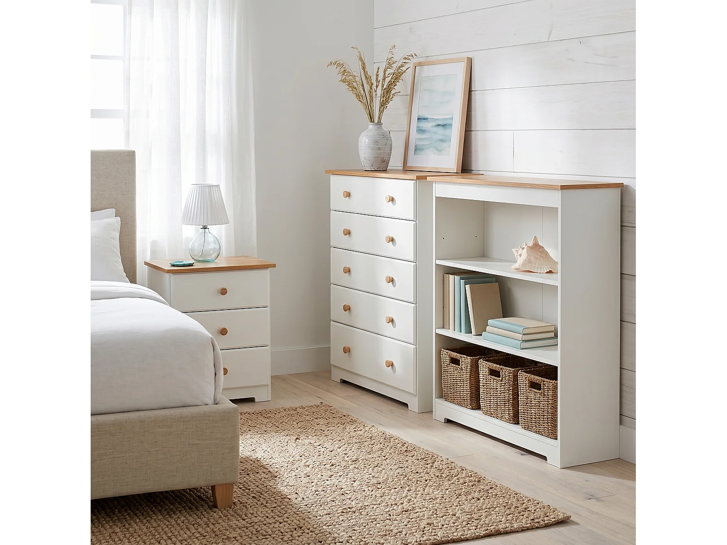 Colorado 3-Drawer Bedside Cabinet, White Finish