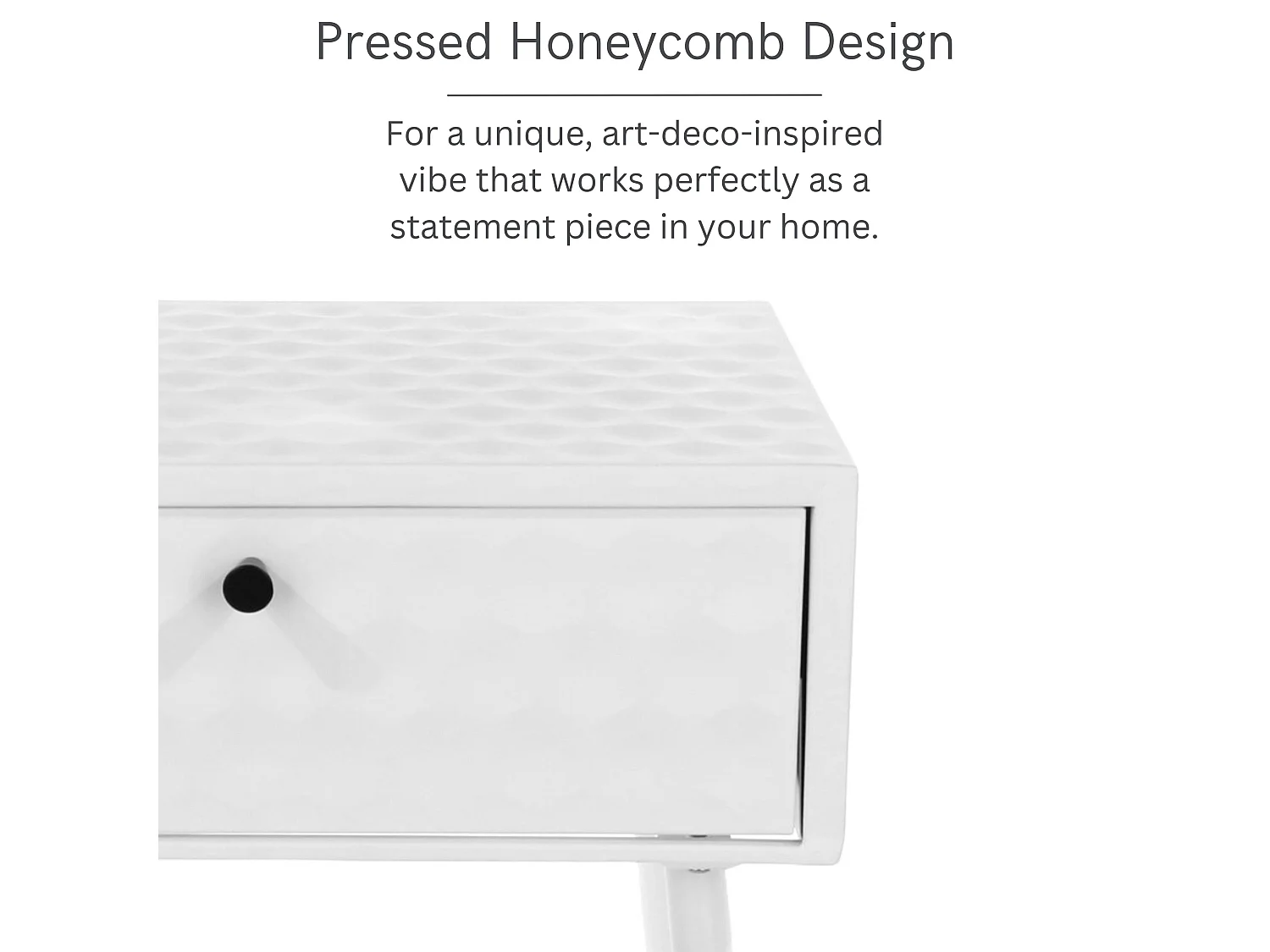 Saturn Metal 1 Drawer Bedside Cabinet, White With Gold Handle