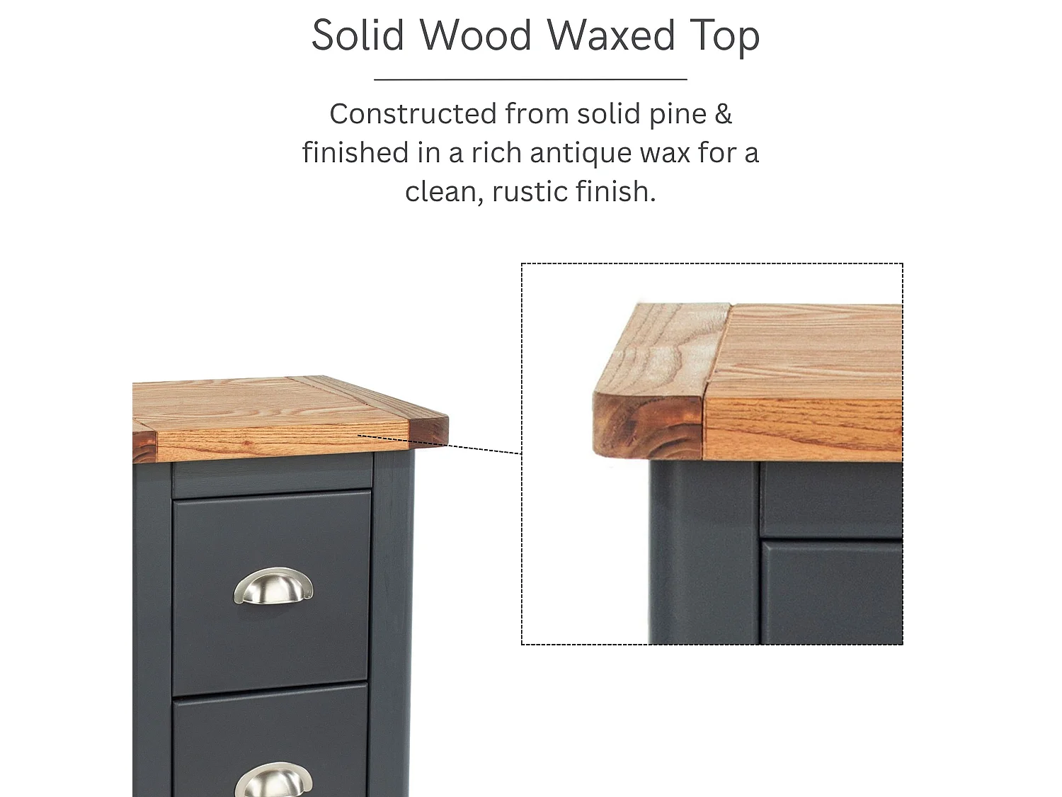 Dunkeld Midnight 2-Drawer Petite Bedside Cabinet, Dark Blue