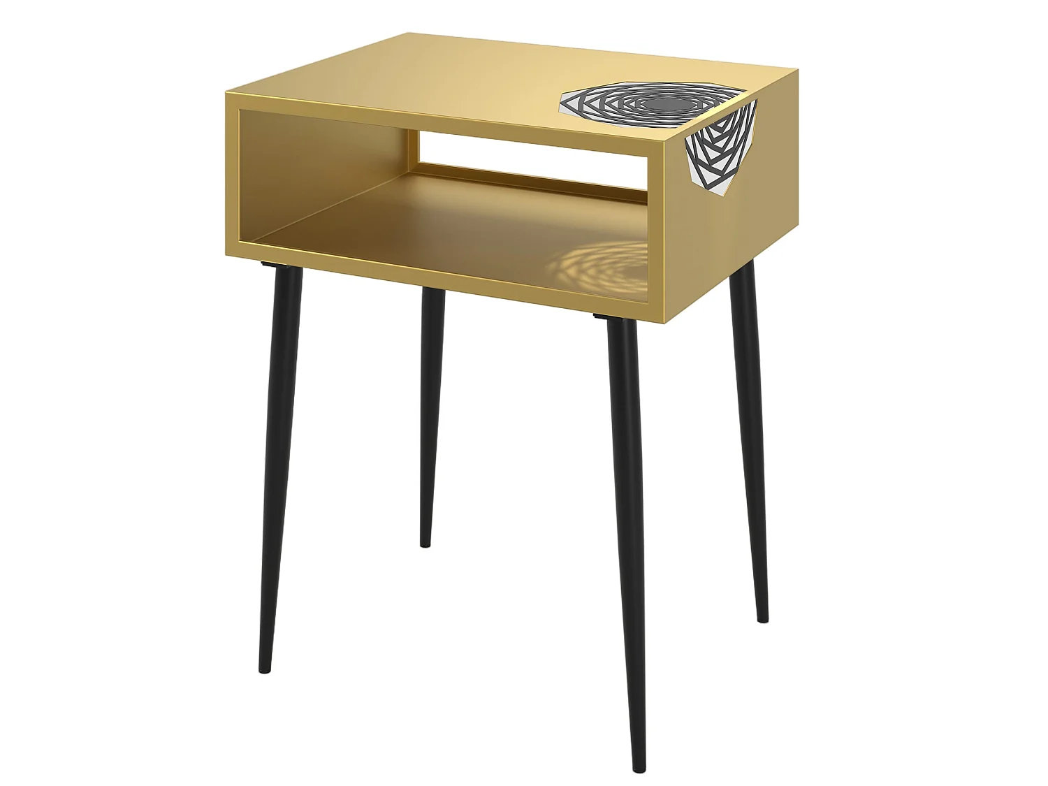 Galaxy Metal Bedside Table, Gold With Black Legs