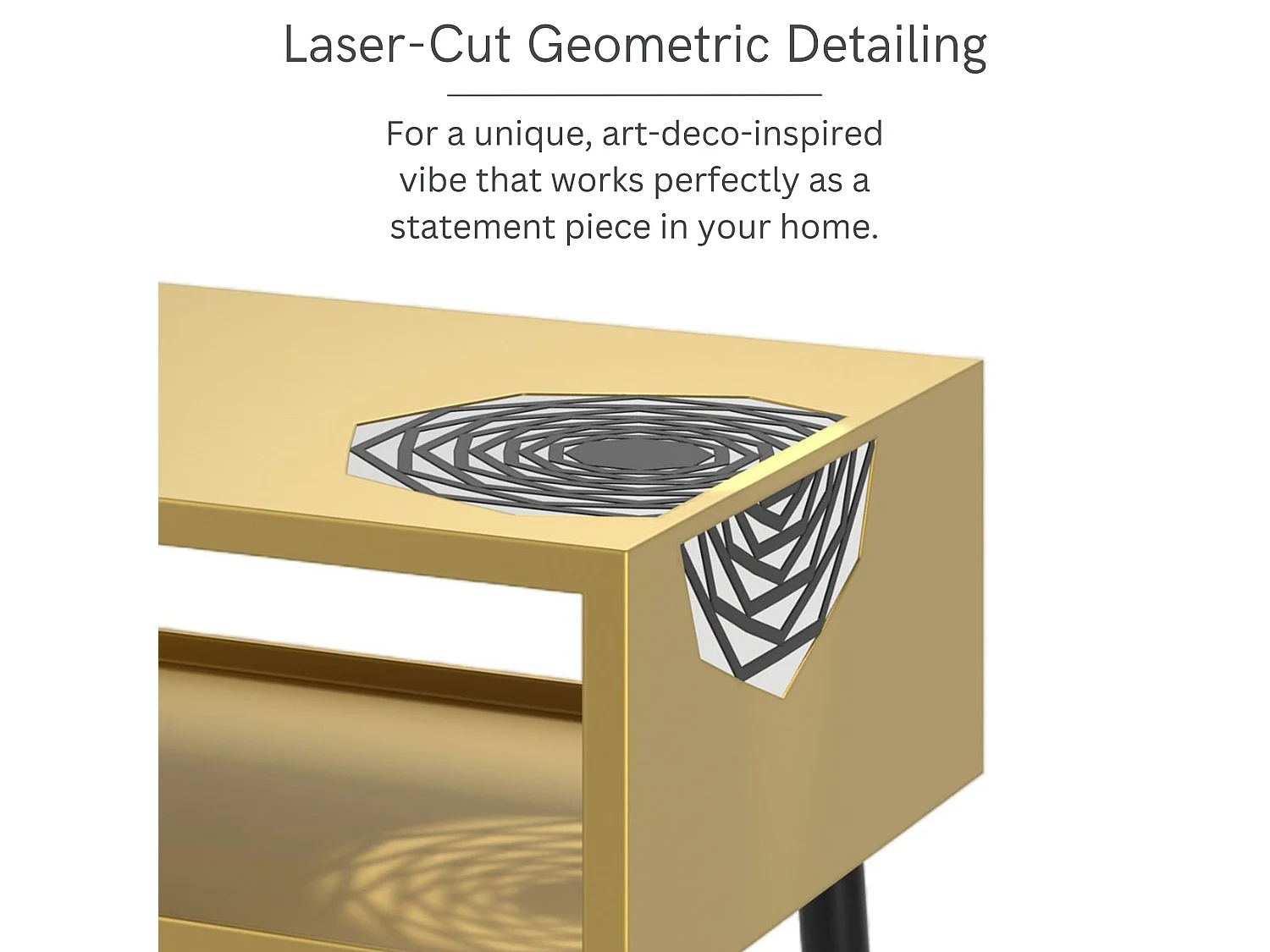 Galaxy Metal Bedside Table, Gold With Black Legs