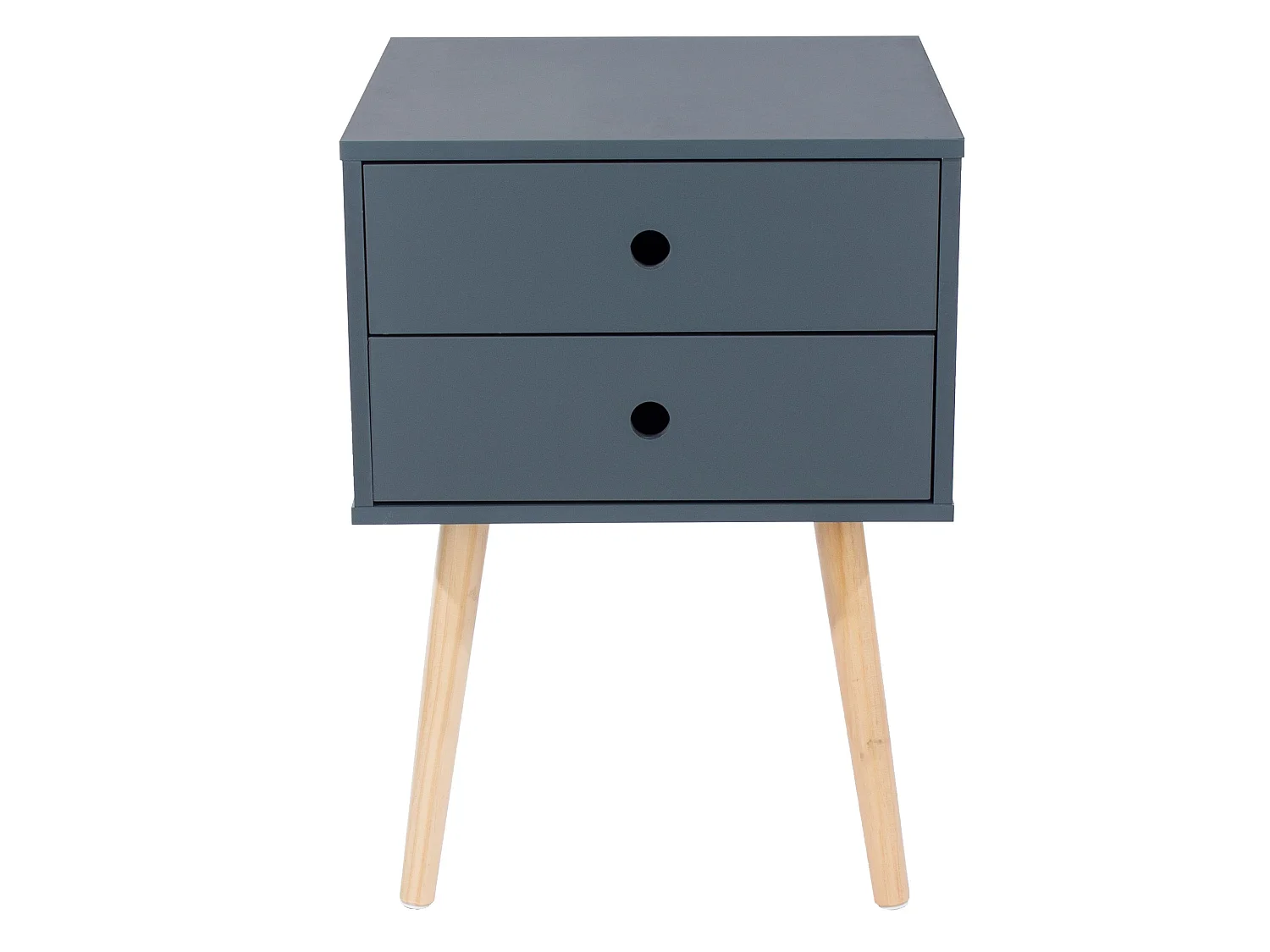 Scandia 2-Drawer Modern Bedside Cabinet, Natural Wood Legs