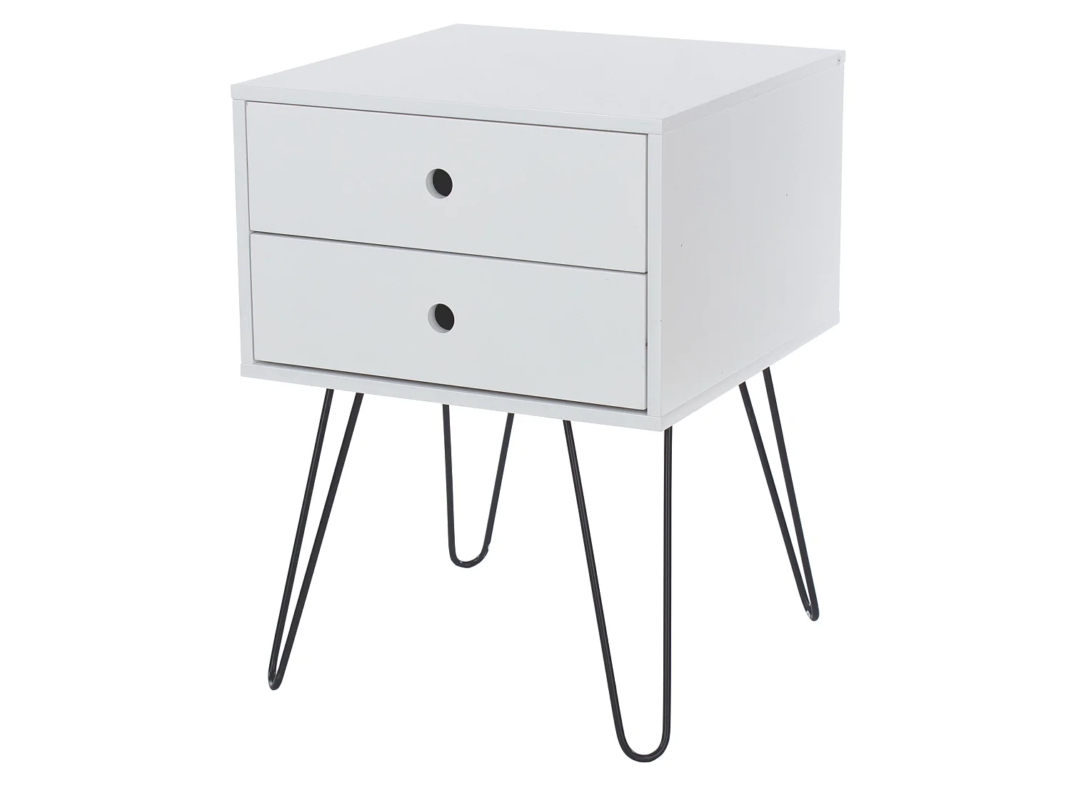 Telford 2-Drawer Modern Bedside Cabinet, Metal Hairpin Legs