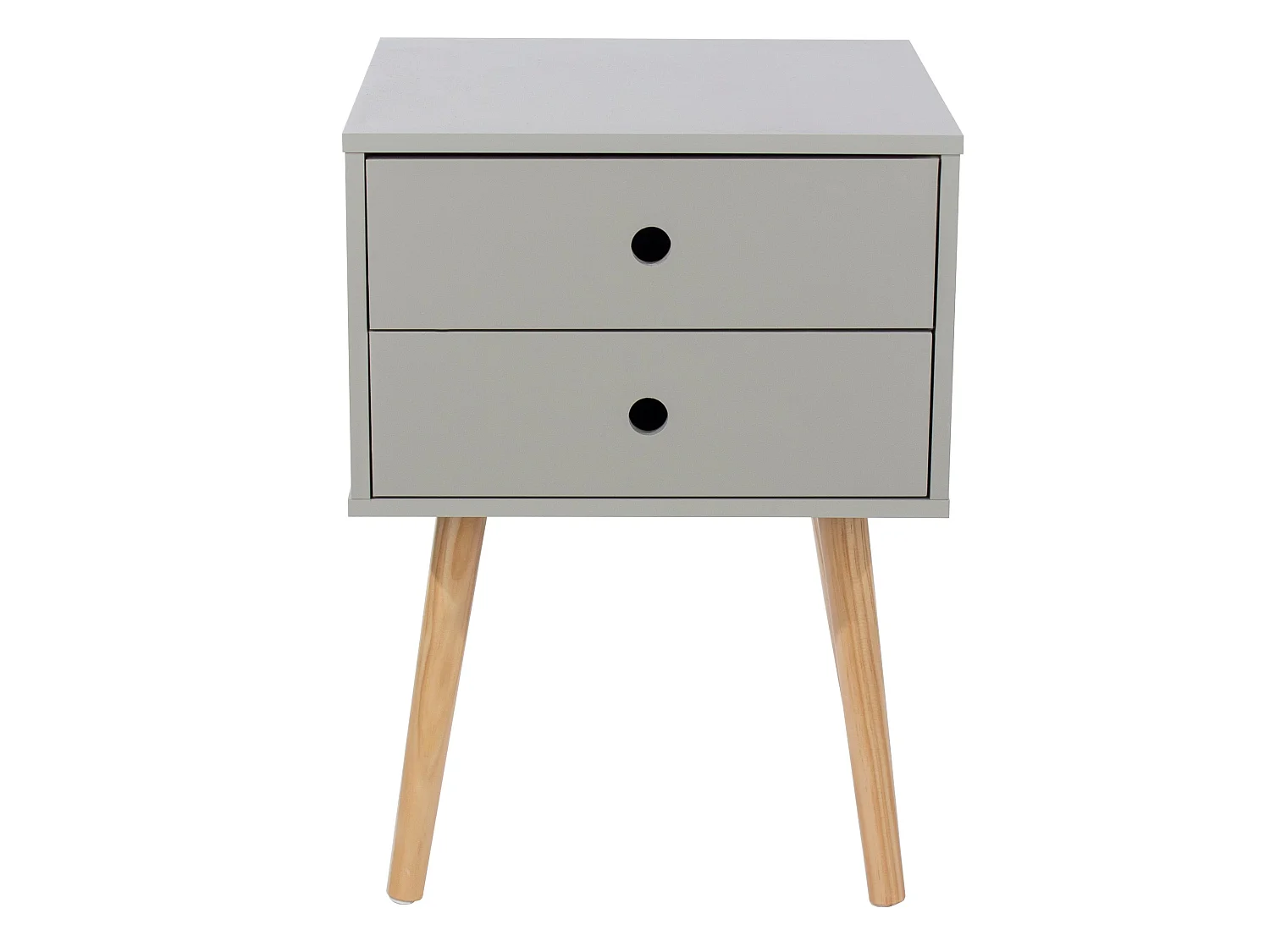 Scandia 2-Drawer Modern Bedside Cabinet, Natural Wood Legs