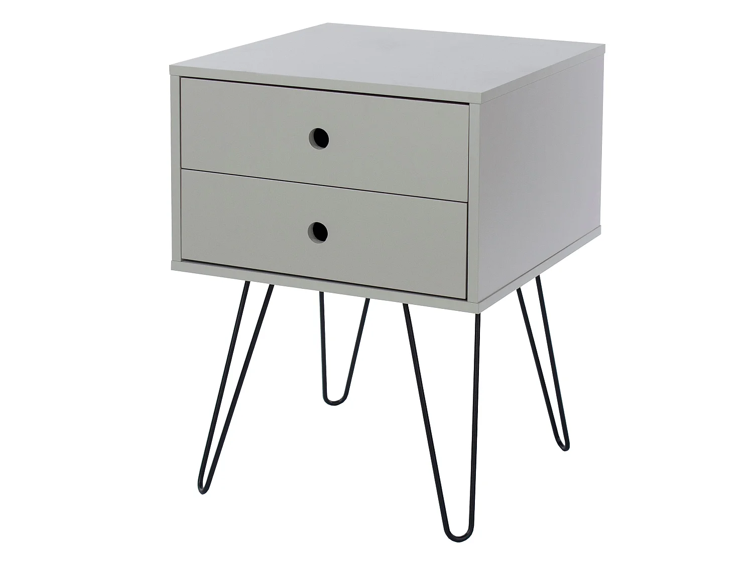Telford 2-Drawer Modern Bedside Cabinet, Metal Hairpin Legs