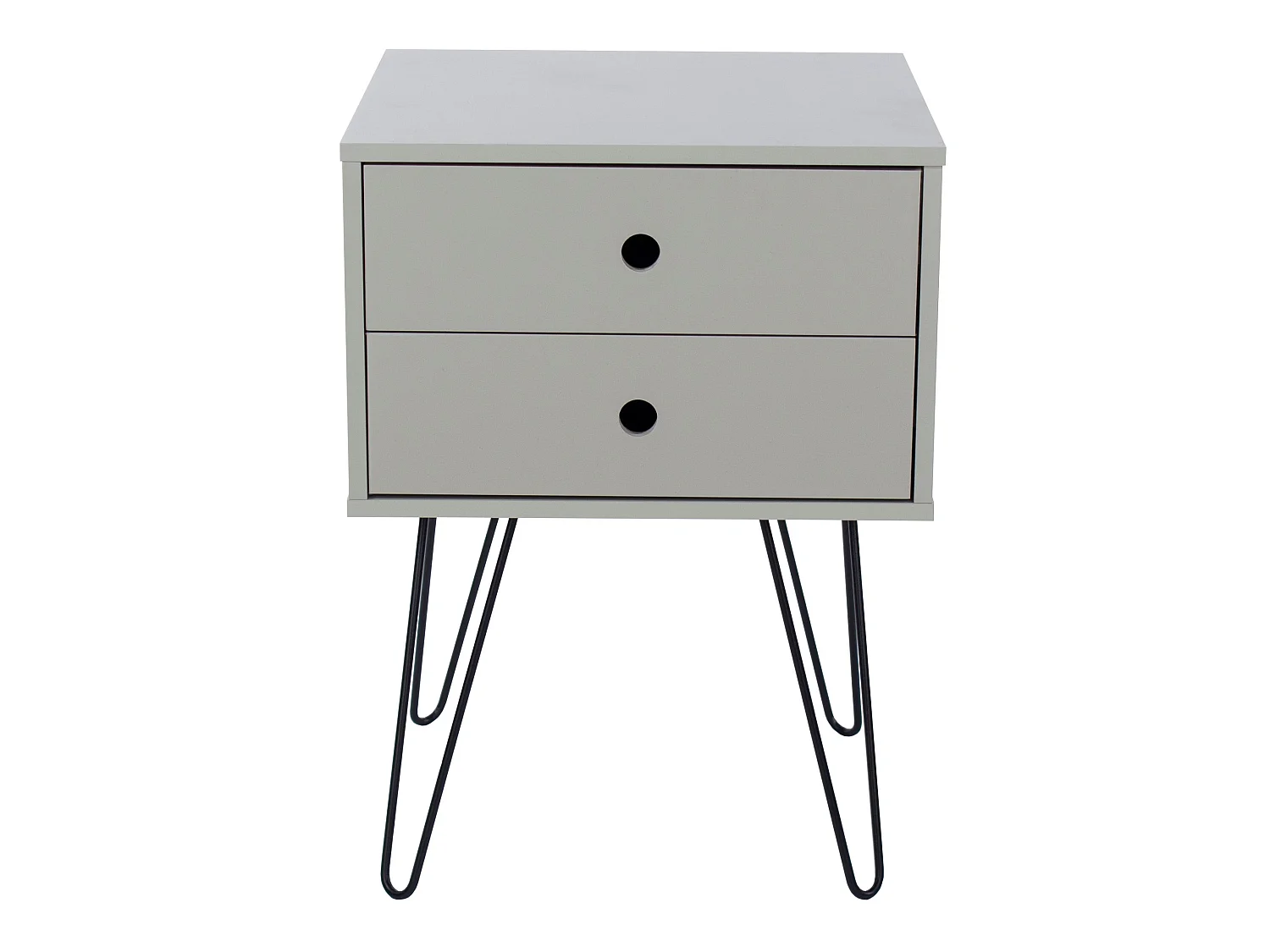 Telford 2-Drawer Modern Bedside Cabinet, Metal Hairpin Legs