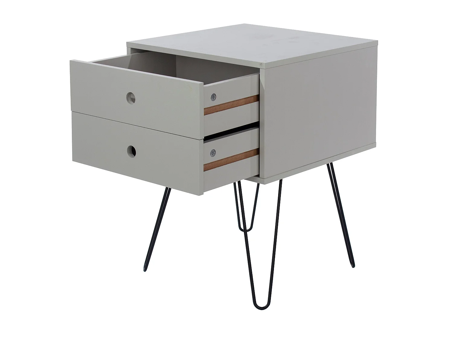 Telford 2-Drawer Modern Bedside Cabinet, Metal Hairpin Legs