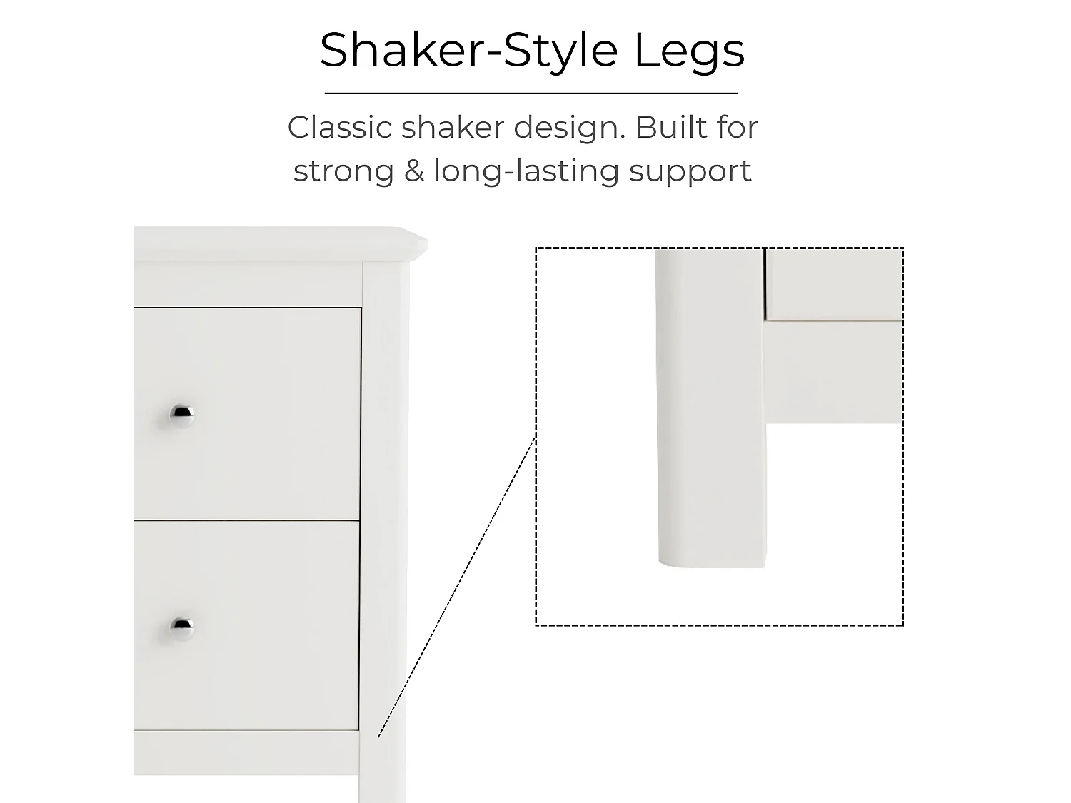 Nairn White 2-Drawer Spacious Bedside Cabinet
