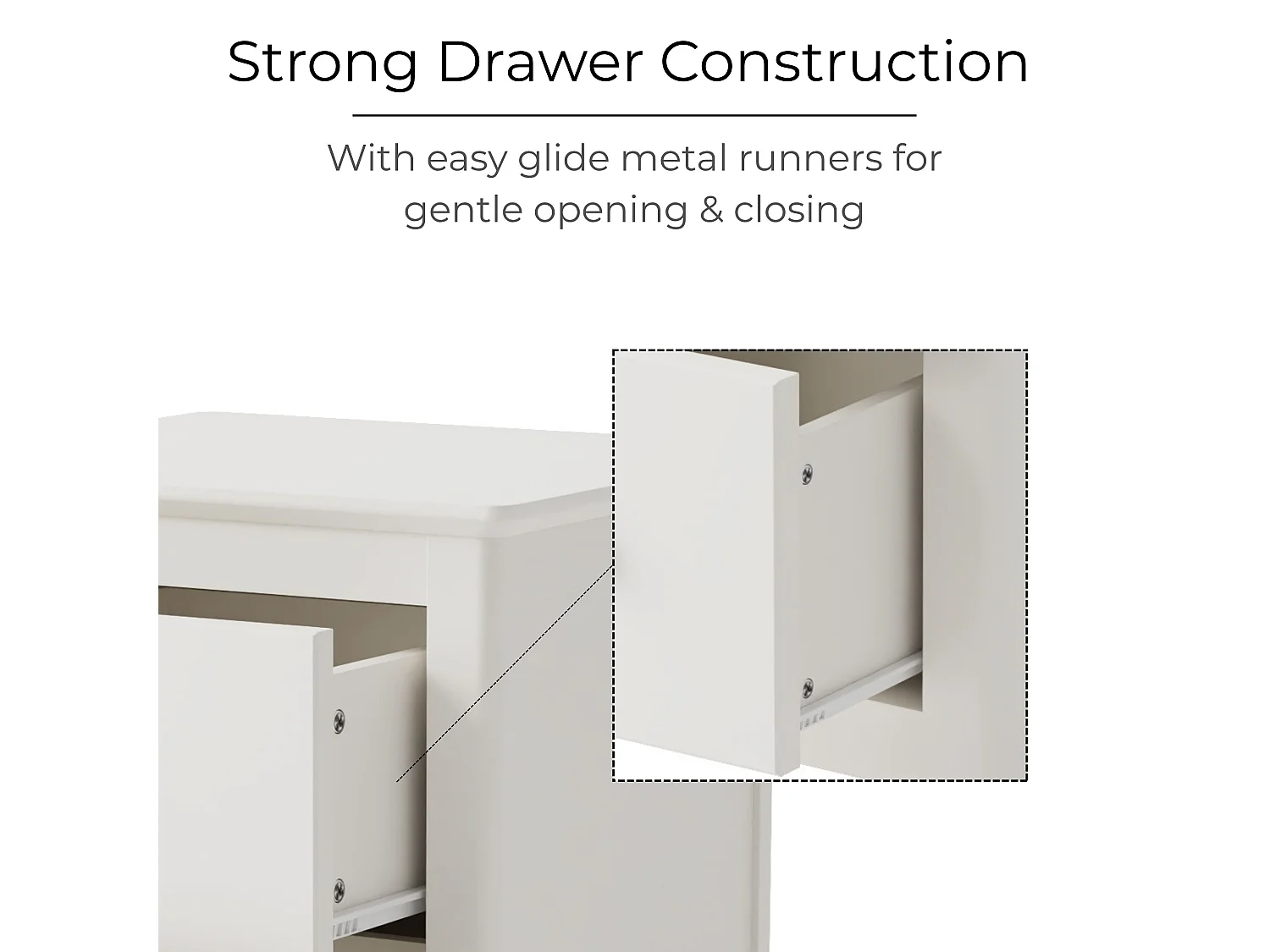 Nairn White 2-Drawer Spacious Bedside Cabinet