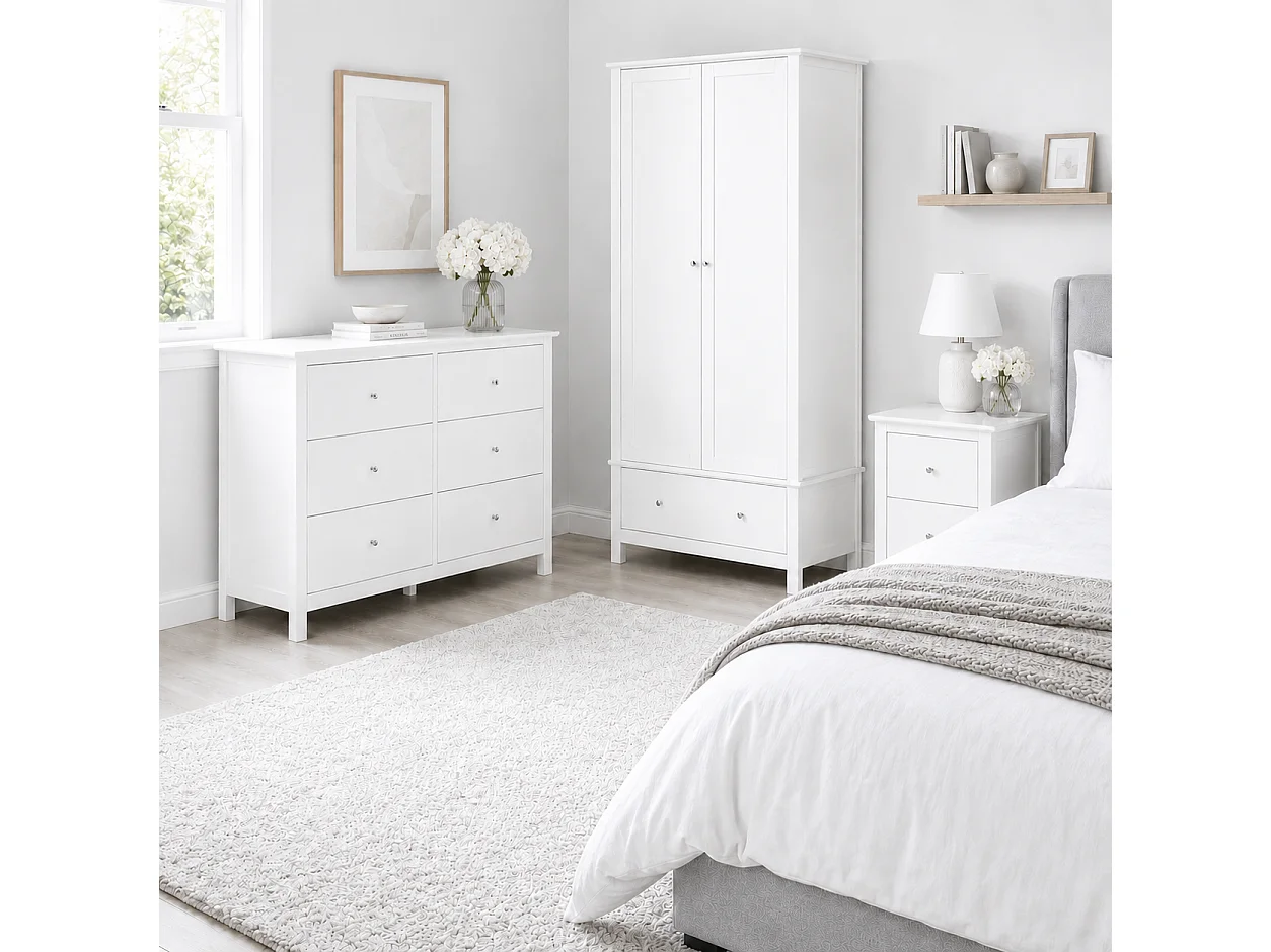 Nairn White 2-Drawer Spacious Bedside Cabinet