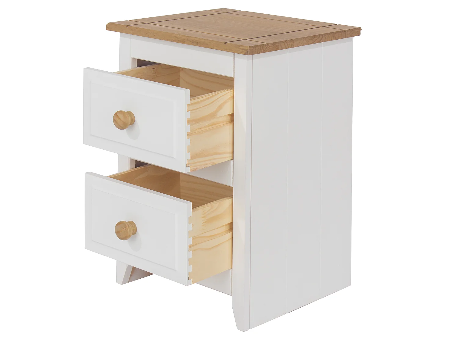 Capri Coastal 2-Drawer Petite Bedside Cabinet, White Finish
