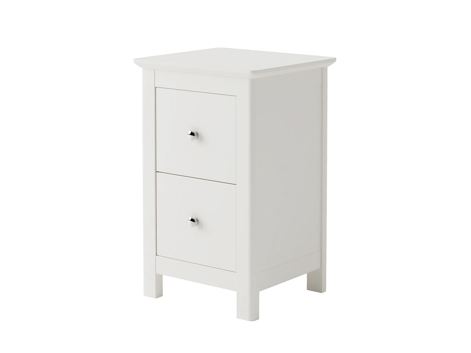 Nairn White 2-Drawer Petite Bedside Cabinet, Shaker-Style