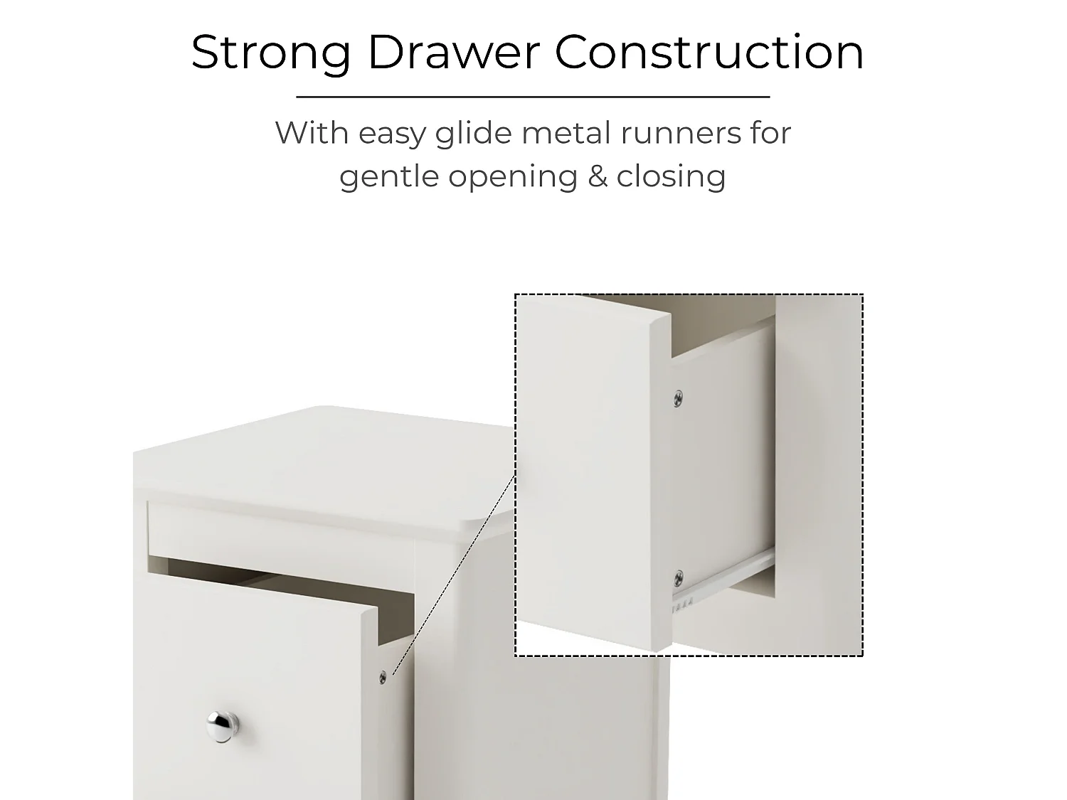 Nairn White 2-Drawer Petite Bedside Cabinet, Shaker-Style