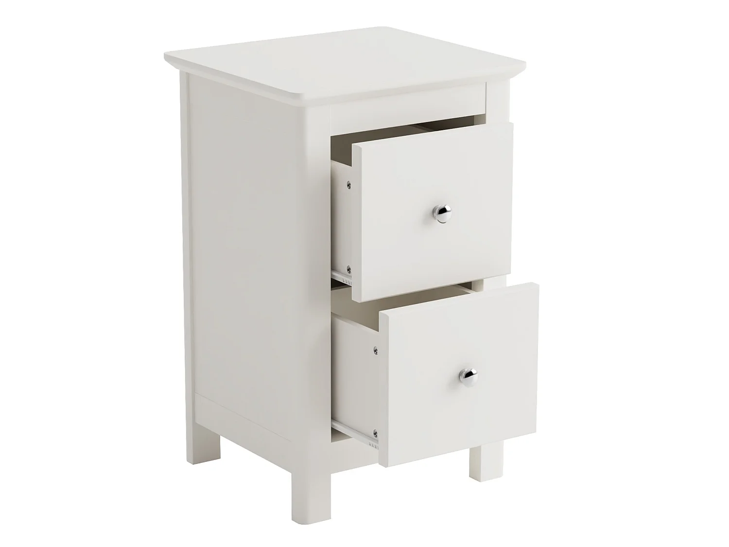 Nairn White 2-Drawer Petite Bedside Cabinet, Shaker-Style