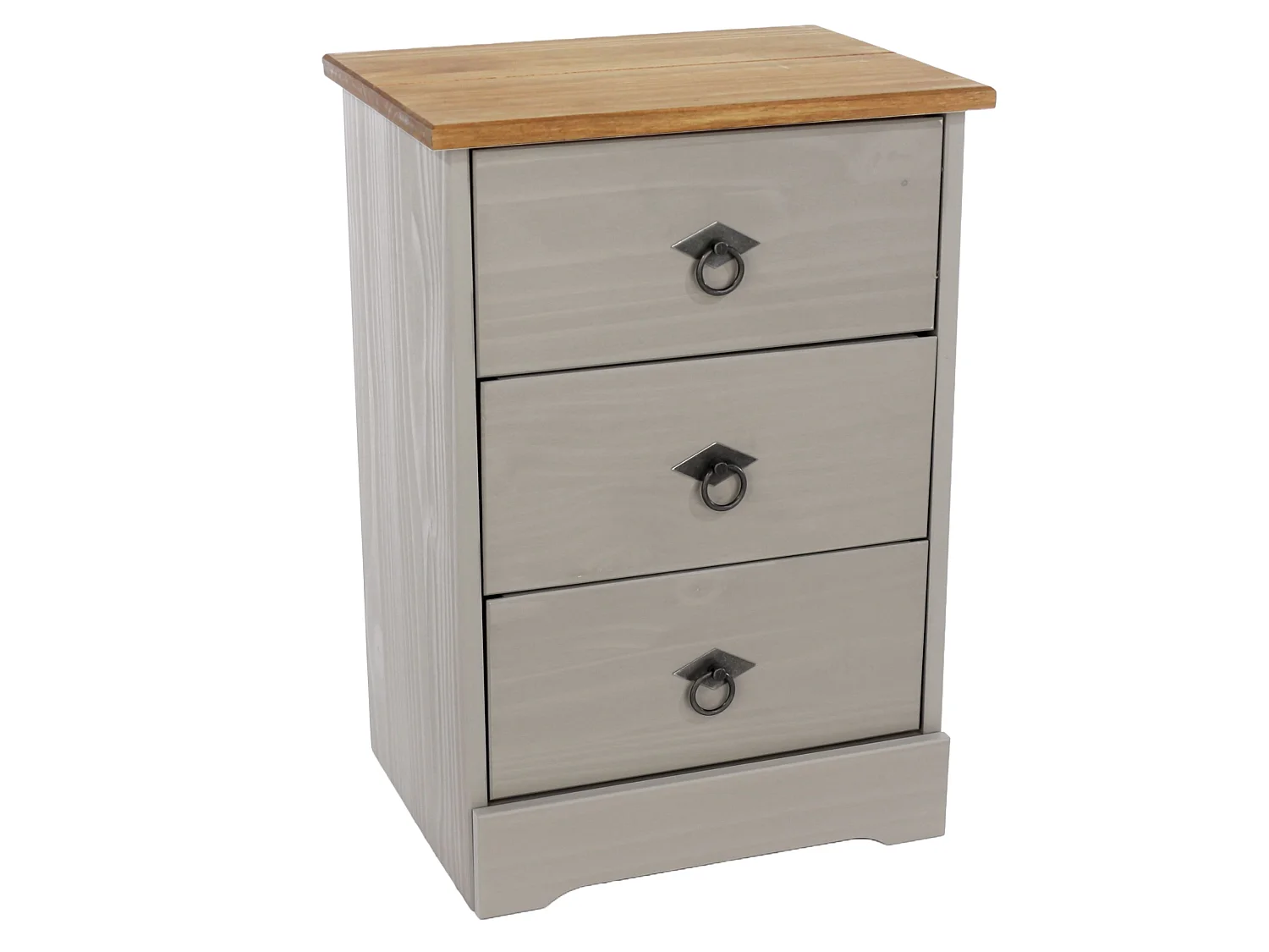 Corona Grey Modern 3-Drawer Bedside Cabinet