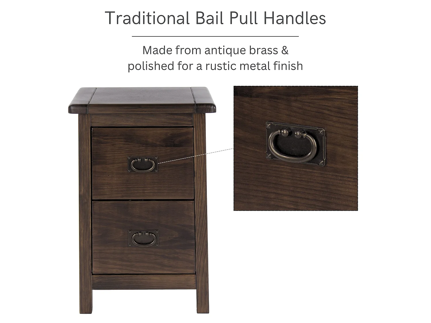 Boston Rustic 2-Drawer Petite Bedside Cabinet