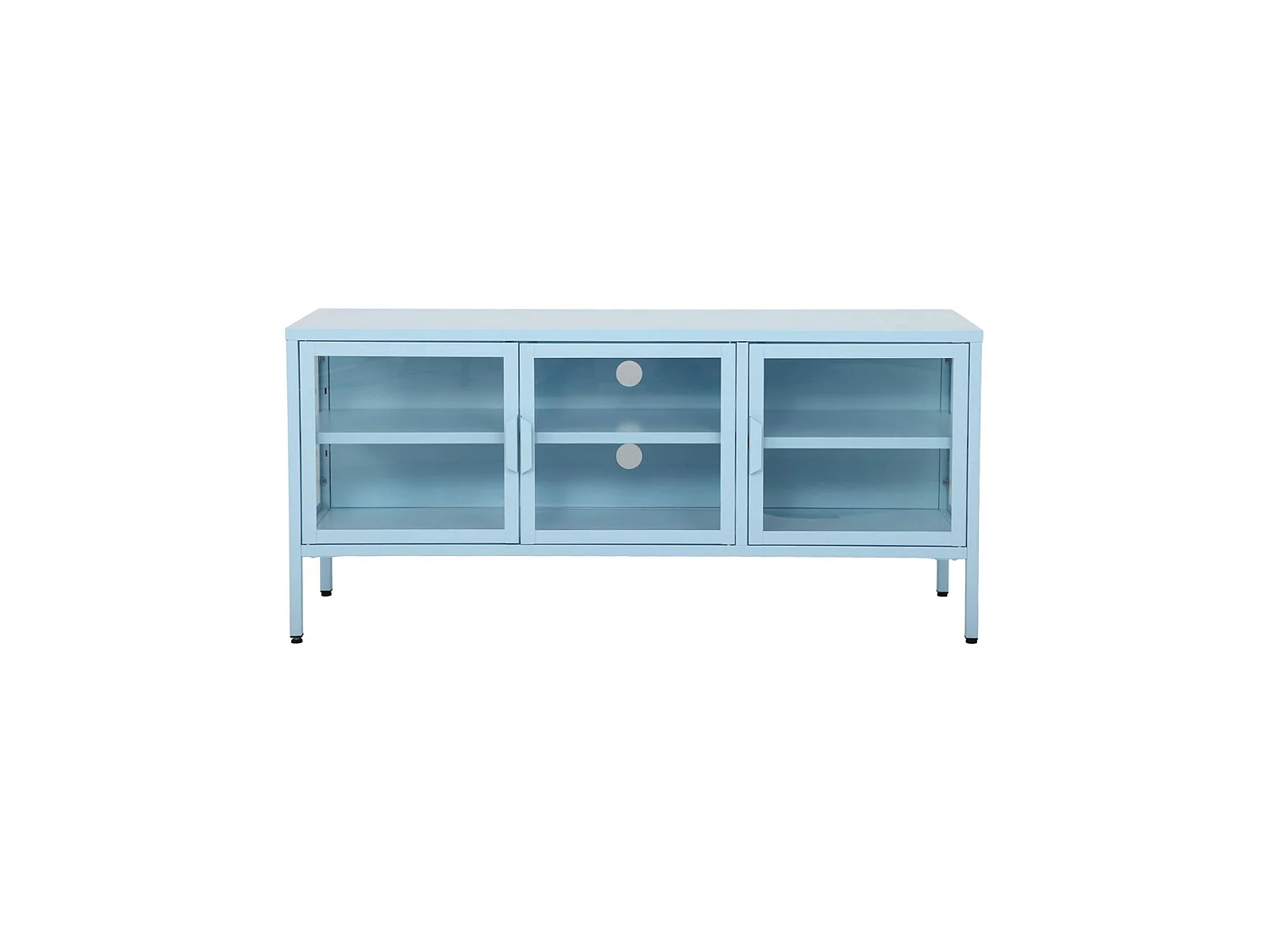 Mueble de tv estilo industrial de metal y vidrio templado con 3