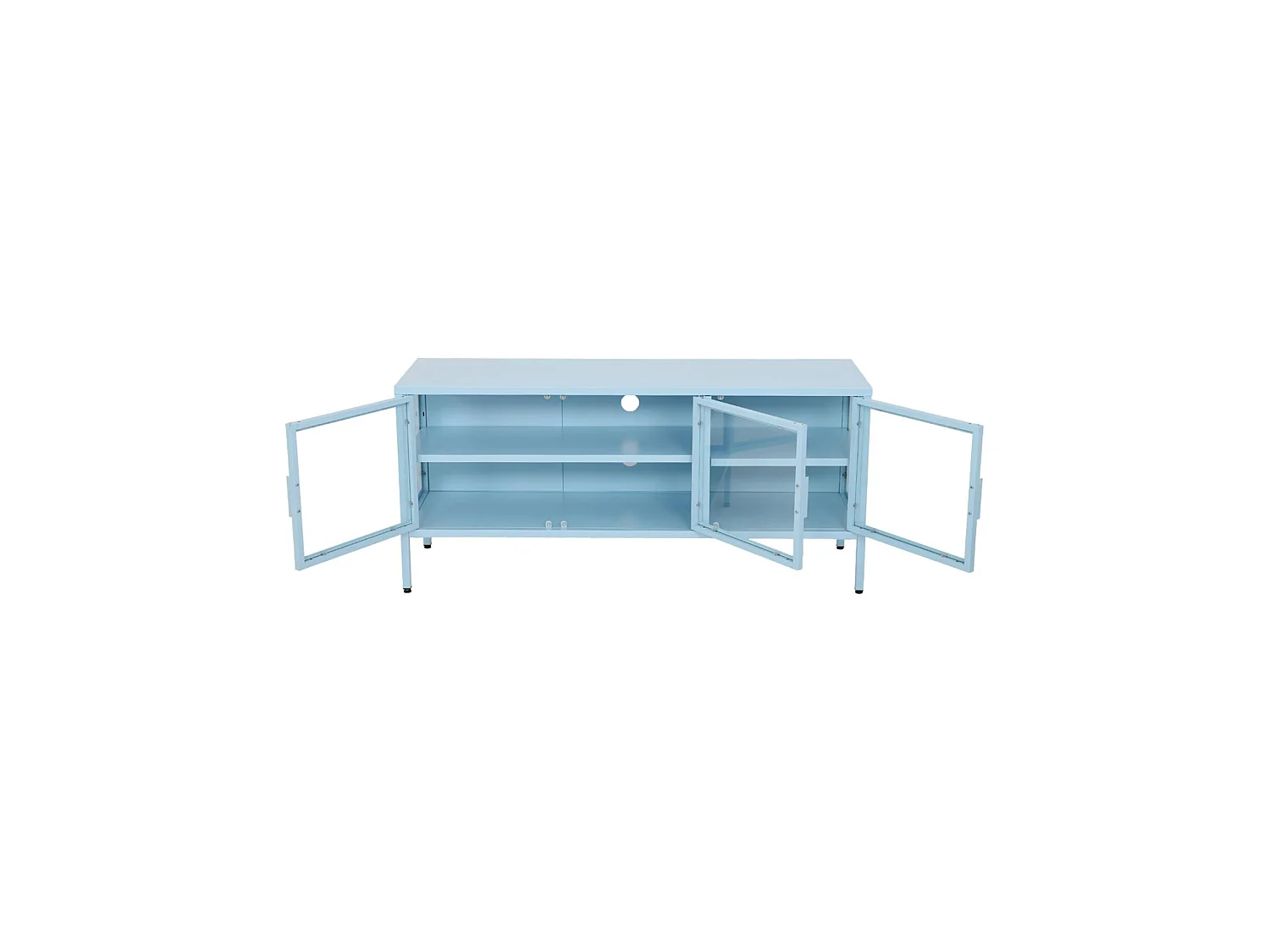 Mueble de tv estilo industrial de metal y vidrio templado con 3