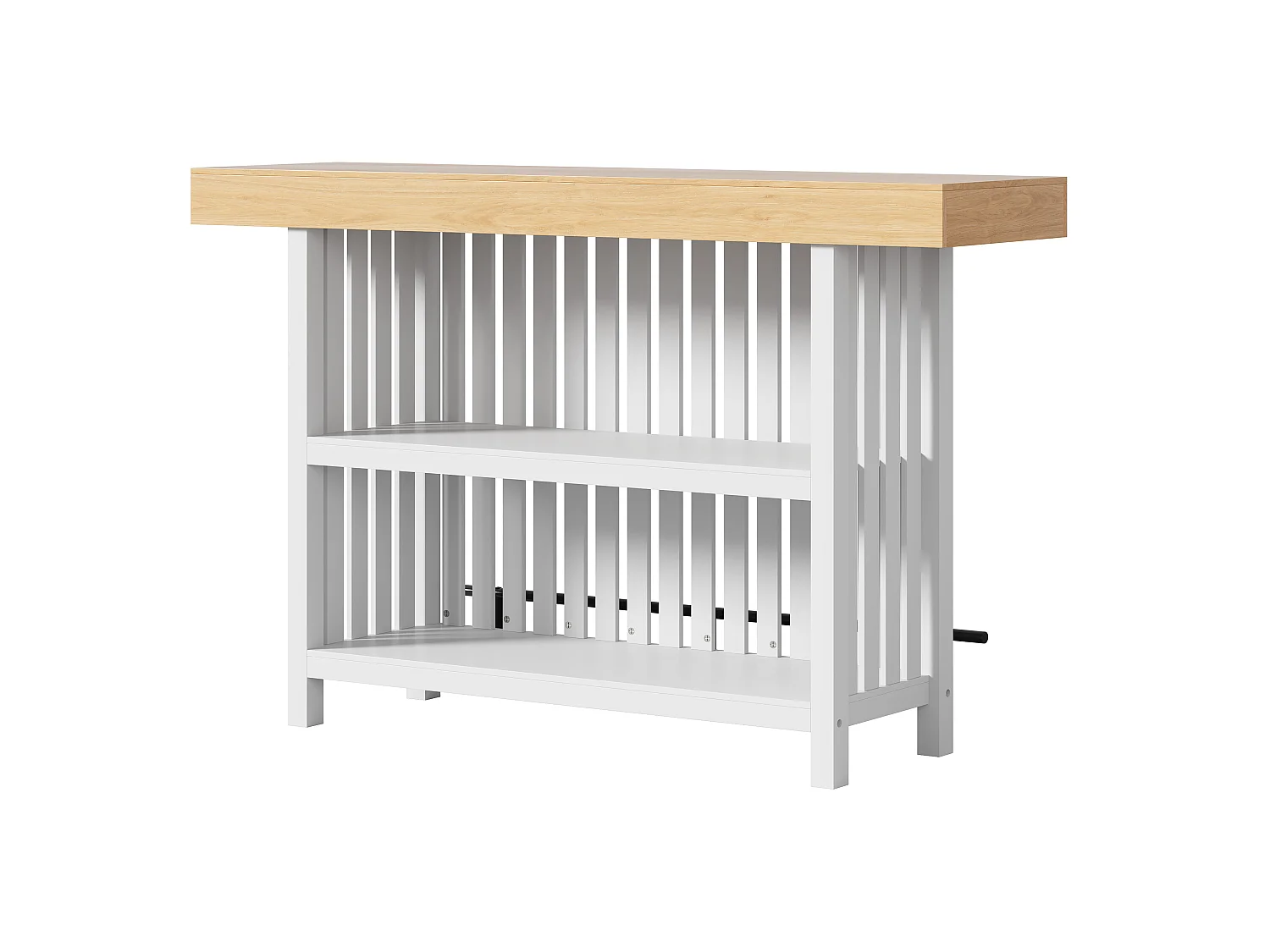 Küchenbar 160x40x105cm – mit Fußstütze und Regal – Weiß