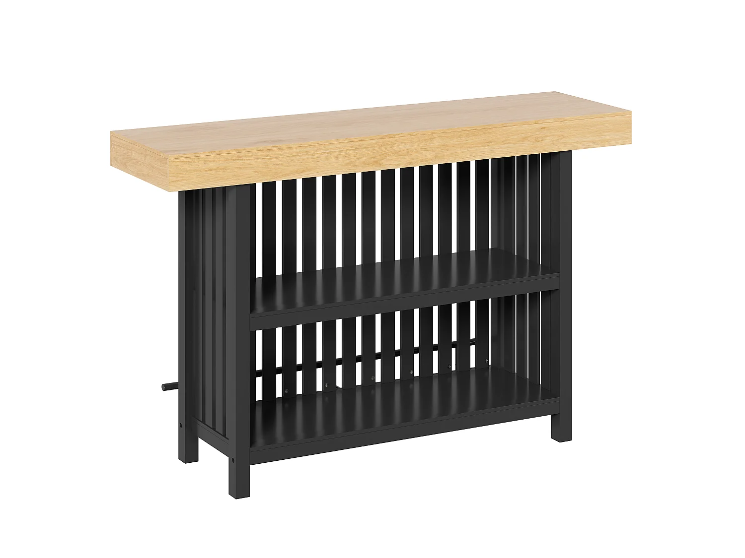 Küchenbar 160x40x105cm – mit Fußstütze und Regal – Schwarz