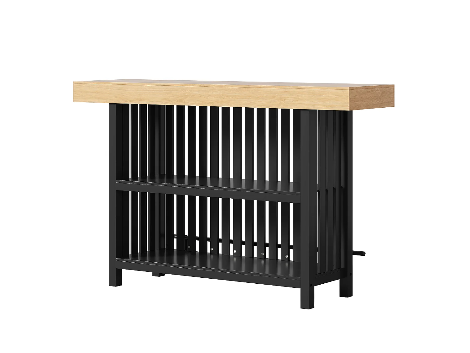 Küchenbar 160x40x105cm – mit Fußstütze und Regal – Schwarz