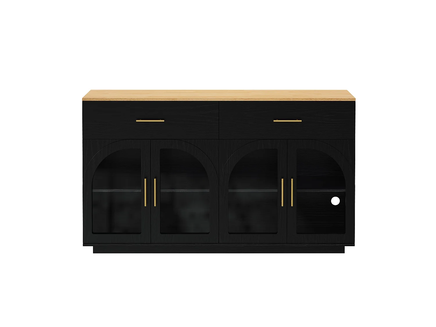 Modern buffet 57,9x15,7x33,9cm - met 2 deuren en 2 lades - met LED-verlichting - Zwart