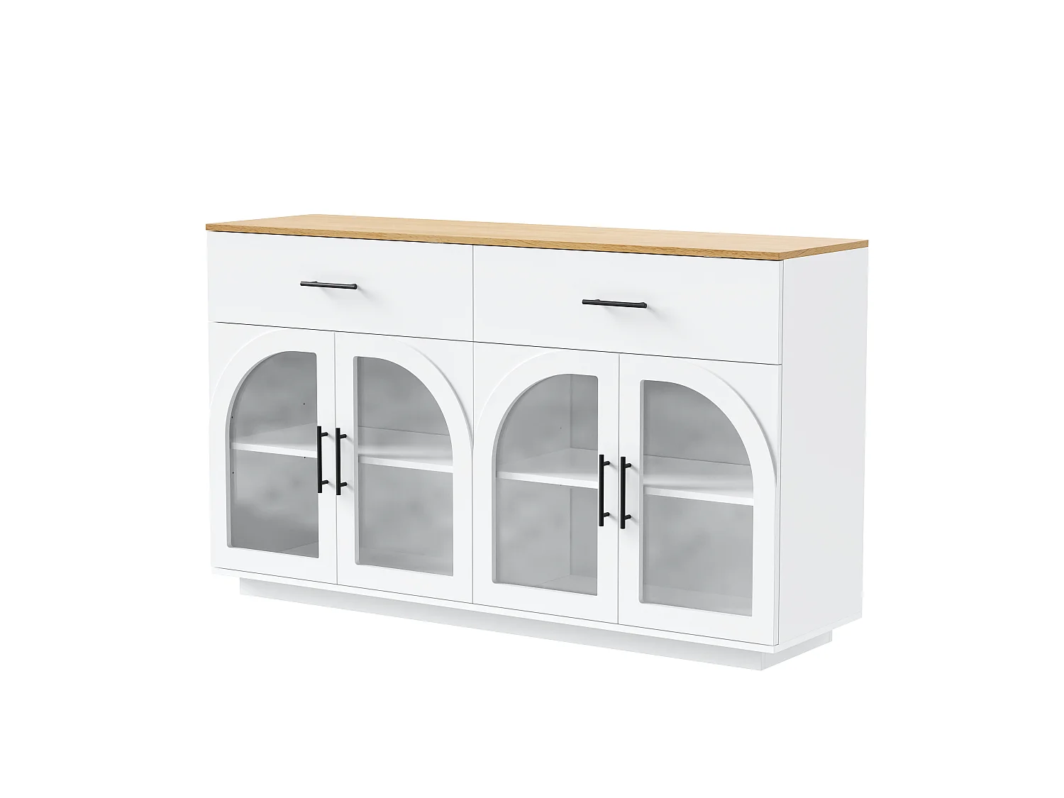 Modern buffet 57,9x15,7x33,9cm - met 2 deuren en 2 lades - met LED-verlichting - Wit