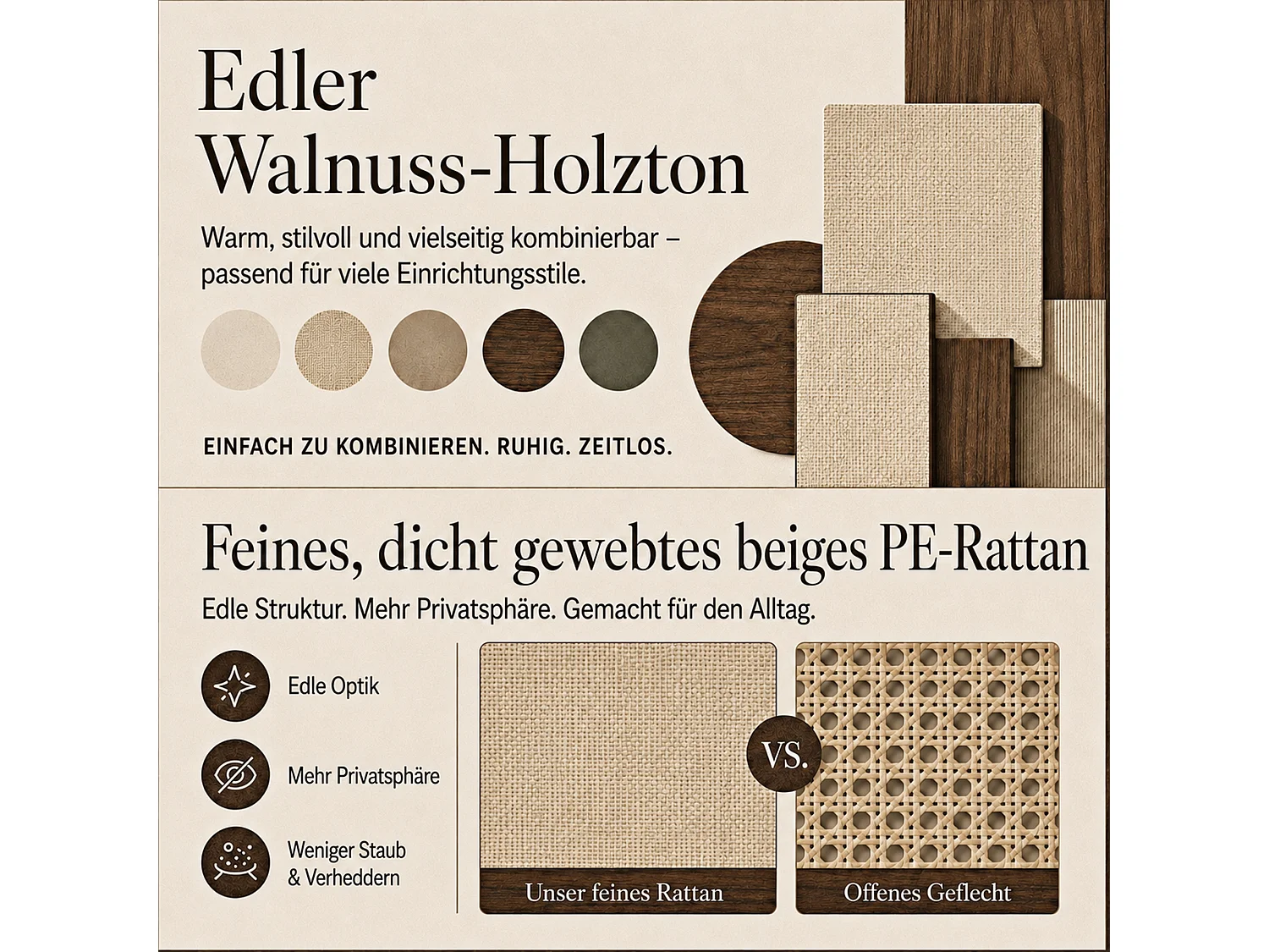 Schrank mit 2 Türen und 2 Schubladen - 80x55x180cm - Rattanpaneele - Bogenförmiges Design - mit Kleiderstange und offenen Regalen - Braun