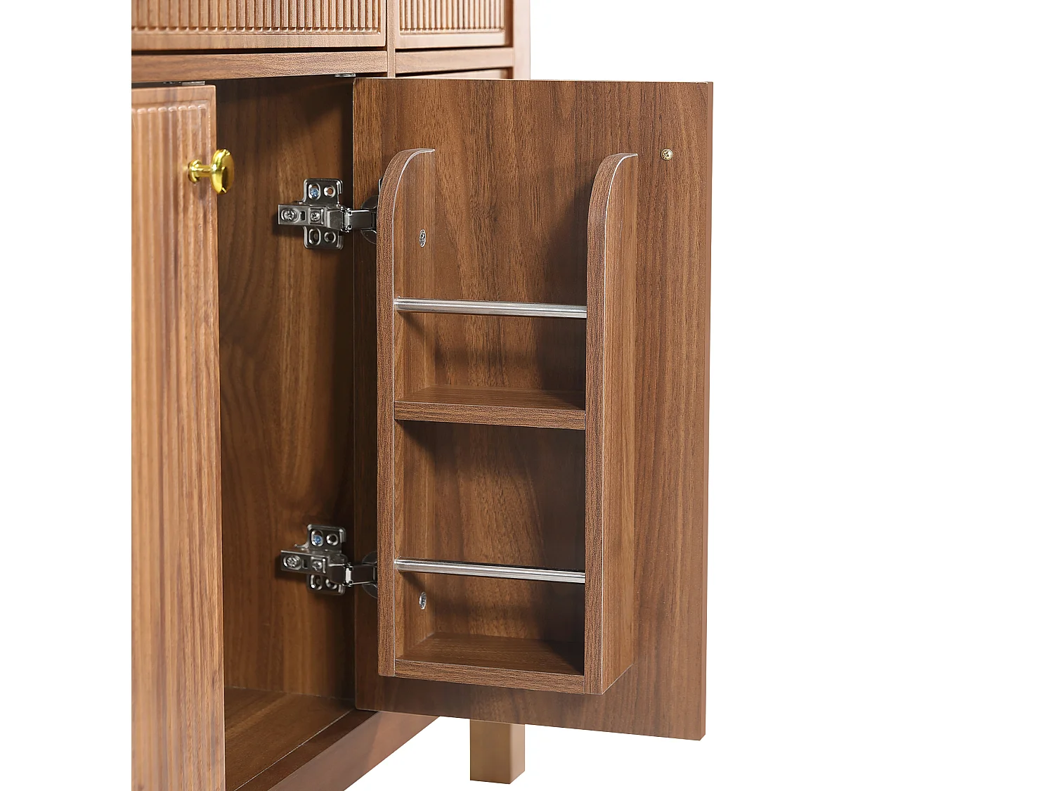Mobile sottolavabo con piedini 91cm - Mobile bagno con lavabo in ceramica, frontali scanalati 3D e cassetti multi-zona - Marrone